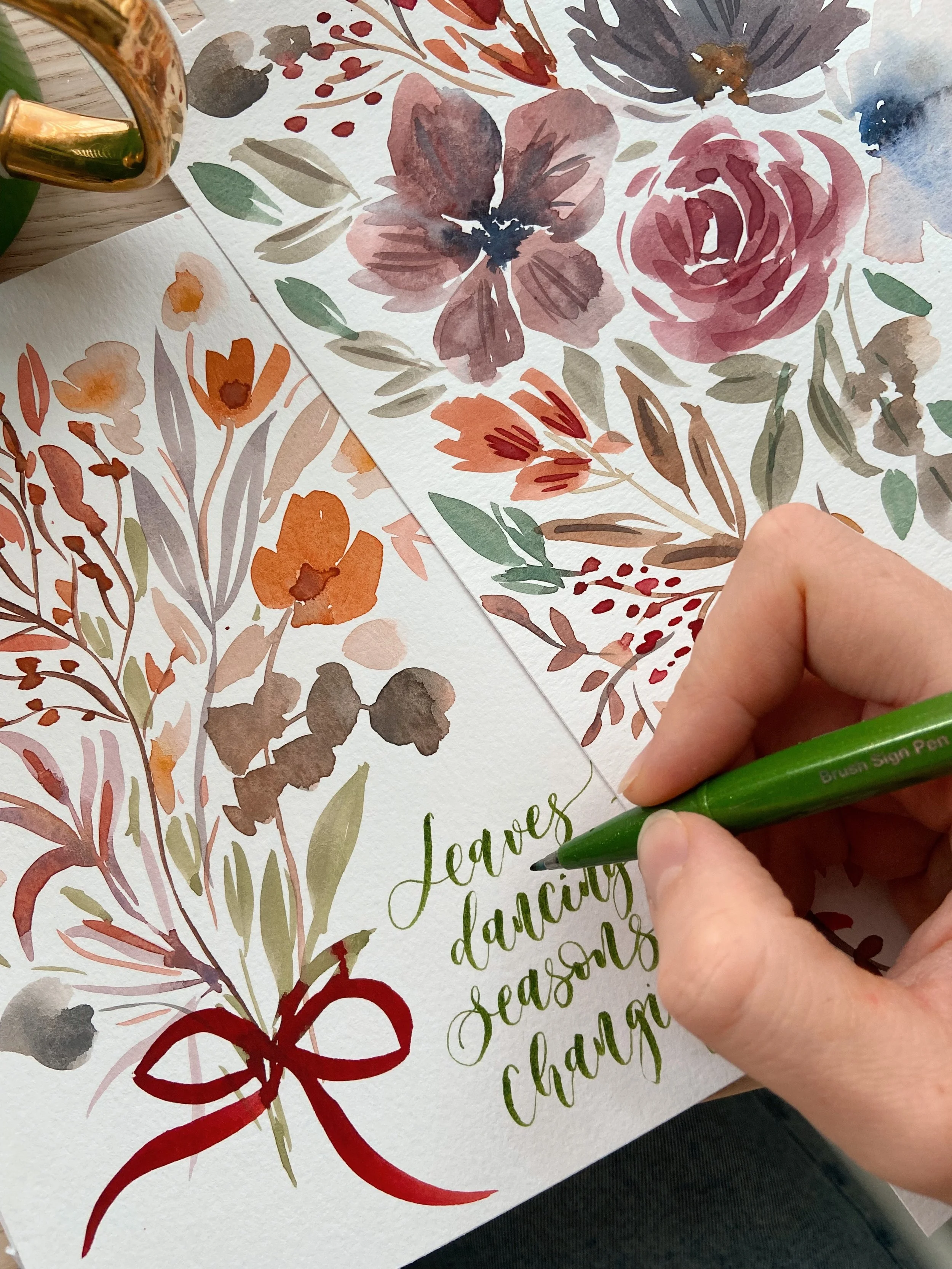 Watercolour Calligraphy Classes Floral Painting