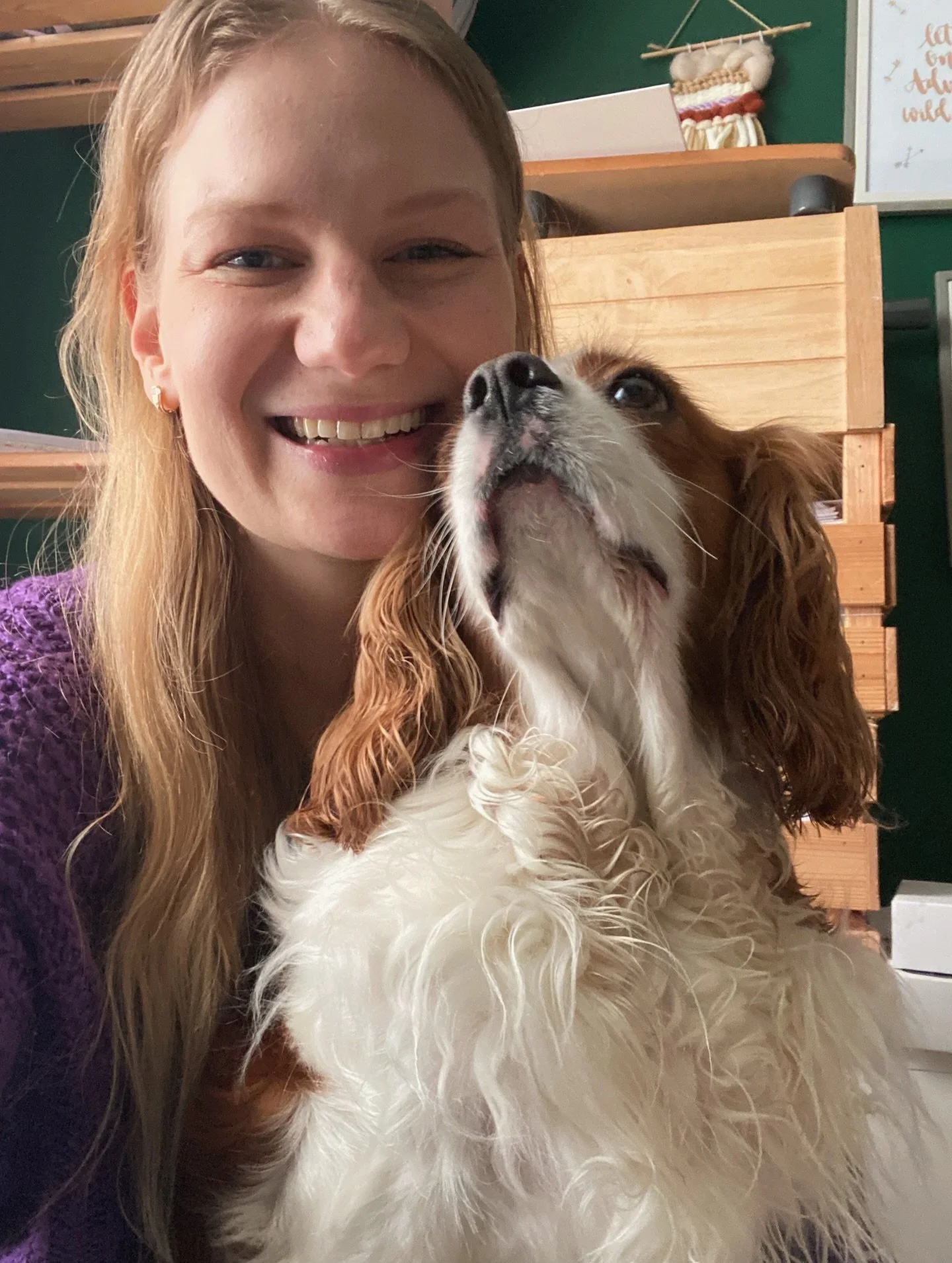 Dog cuddles after washing the mud off my boots (and her white coat 😬), colourful pens scattered everywhere, brush lettering, first blooms, craft sessions and painting with the kids, teaching calligraphy workshops, and the sound of rain behind my stu