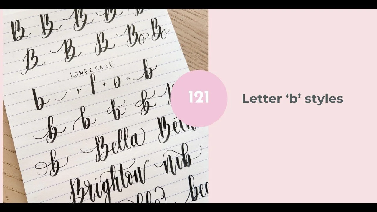 Tutorial Tuesday brush calligraphy practice for the lowercase and uppercase letter B.