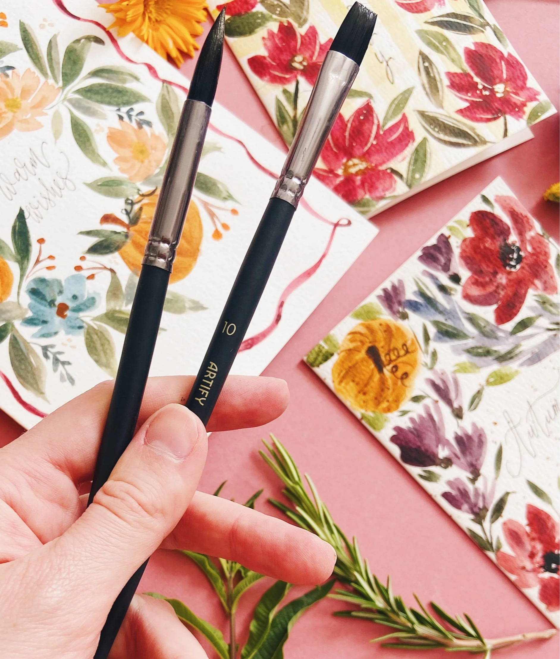 online lesson - paint your own autumnal cards