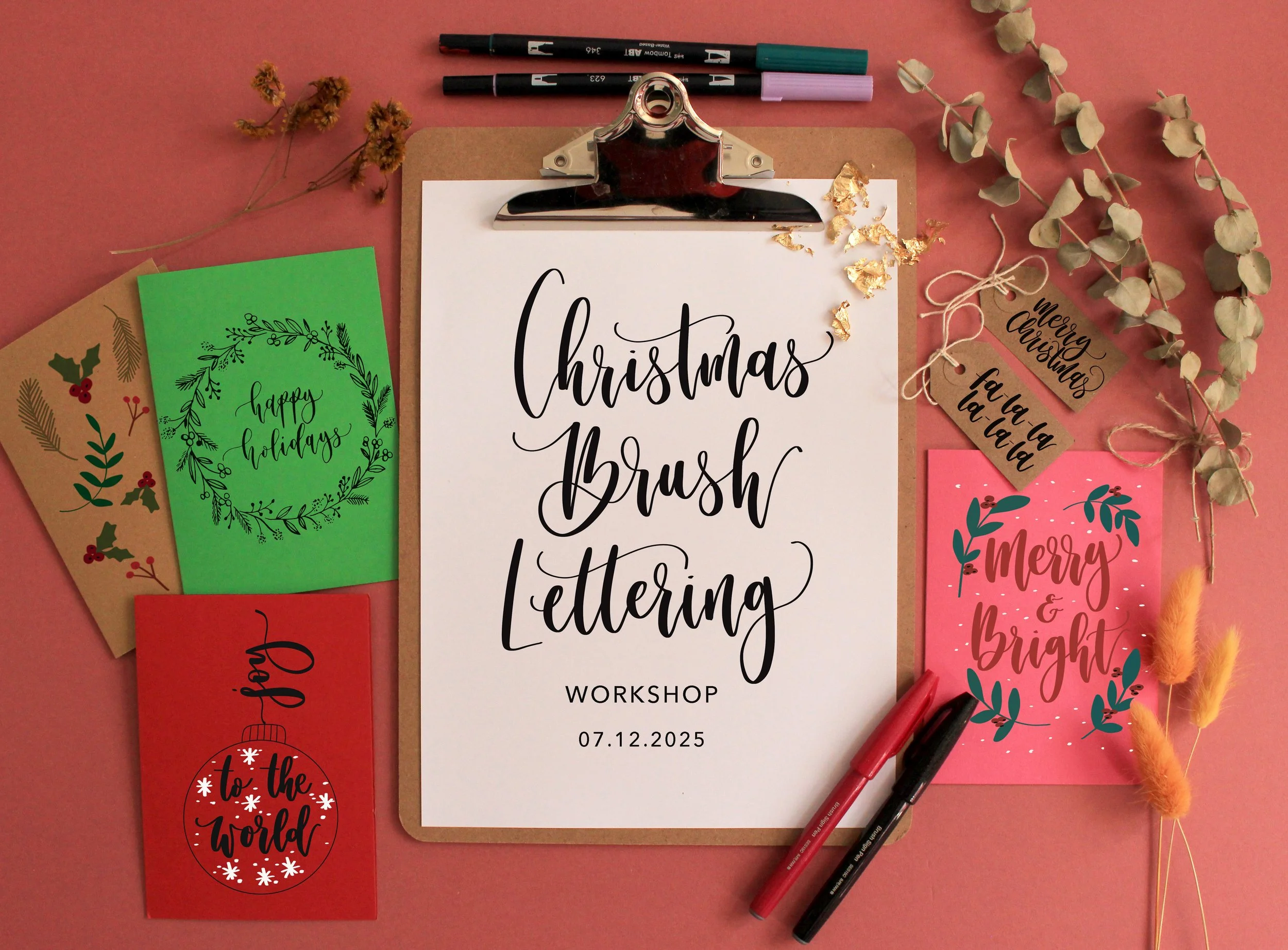 Beginners Christmas Brush Calligraphy Workshop - 07.12.2025, Gail's Bakery Hove - 3.30-5.30pm