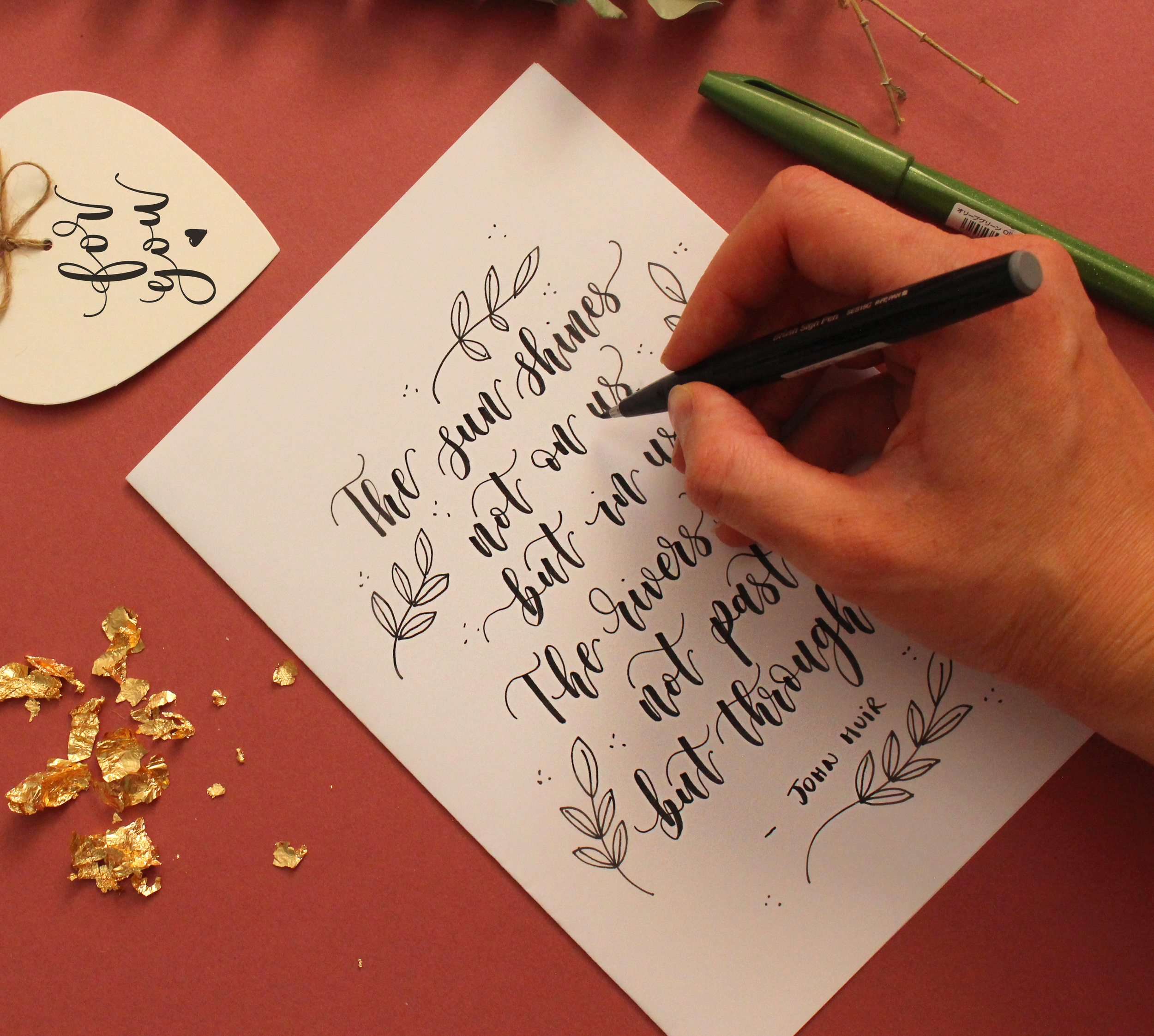 A modern brush calligraphy class in Hove, designed for beginners who want to slow down, improve their handwriting, and enjoy creative lettering.