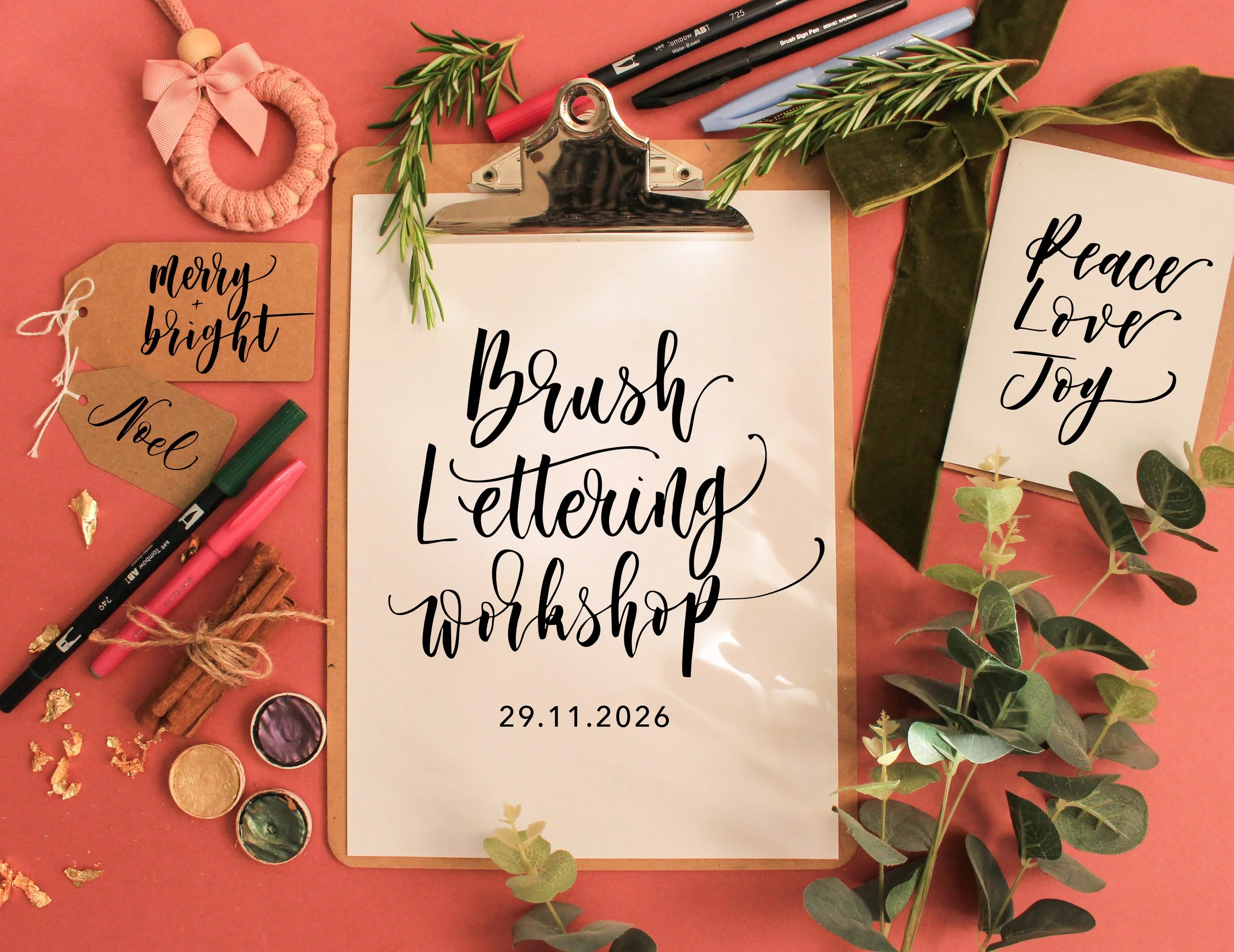 christmas brush lettering workshop poster for november brighton.jpg