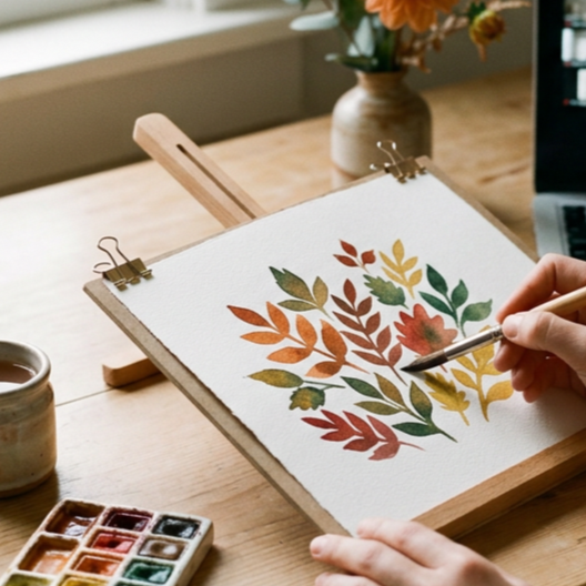 autumnal cosy online watercolour class