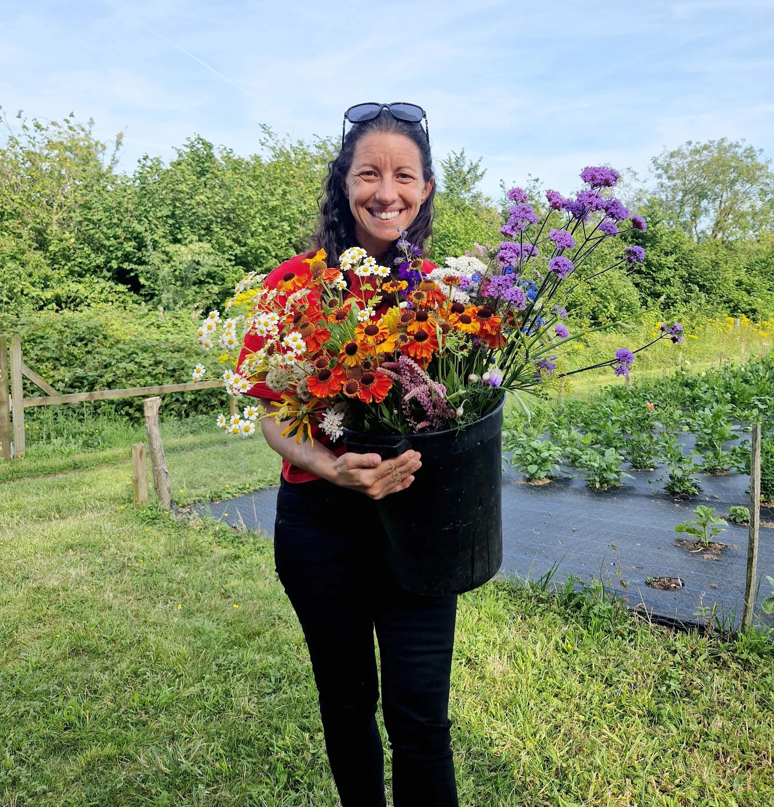 Fresh summer bouquet created during Brighton floral workshop
