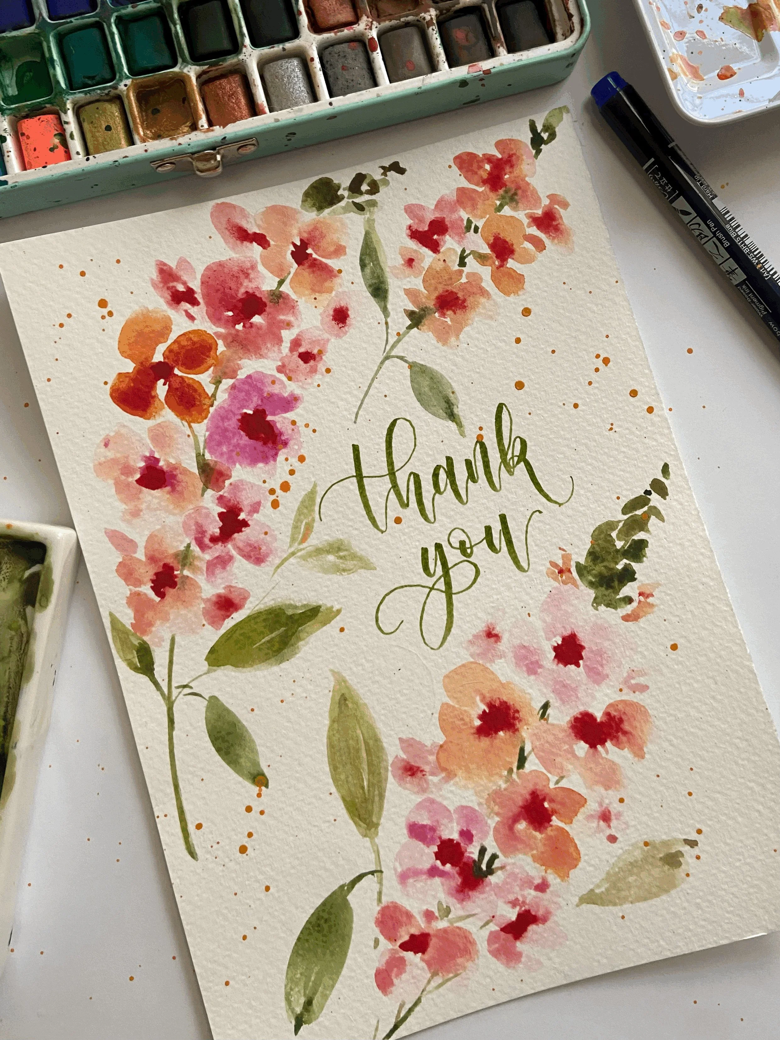 brush calligraphy and watercolour class