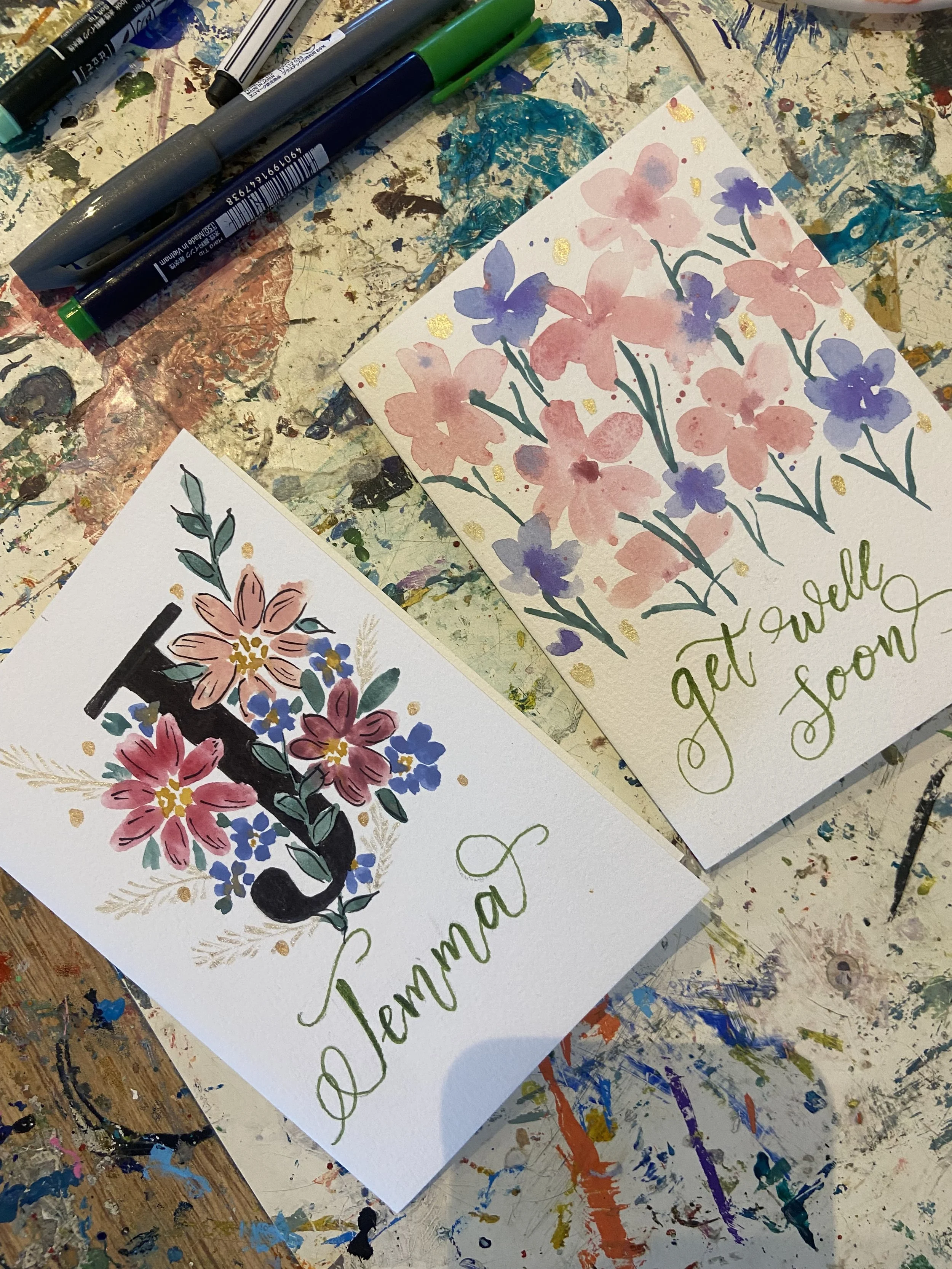 Hand-lettered cards