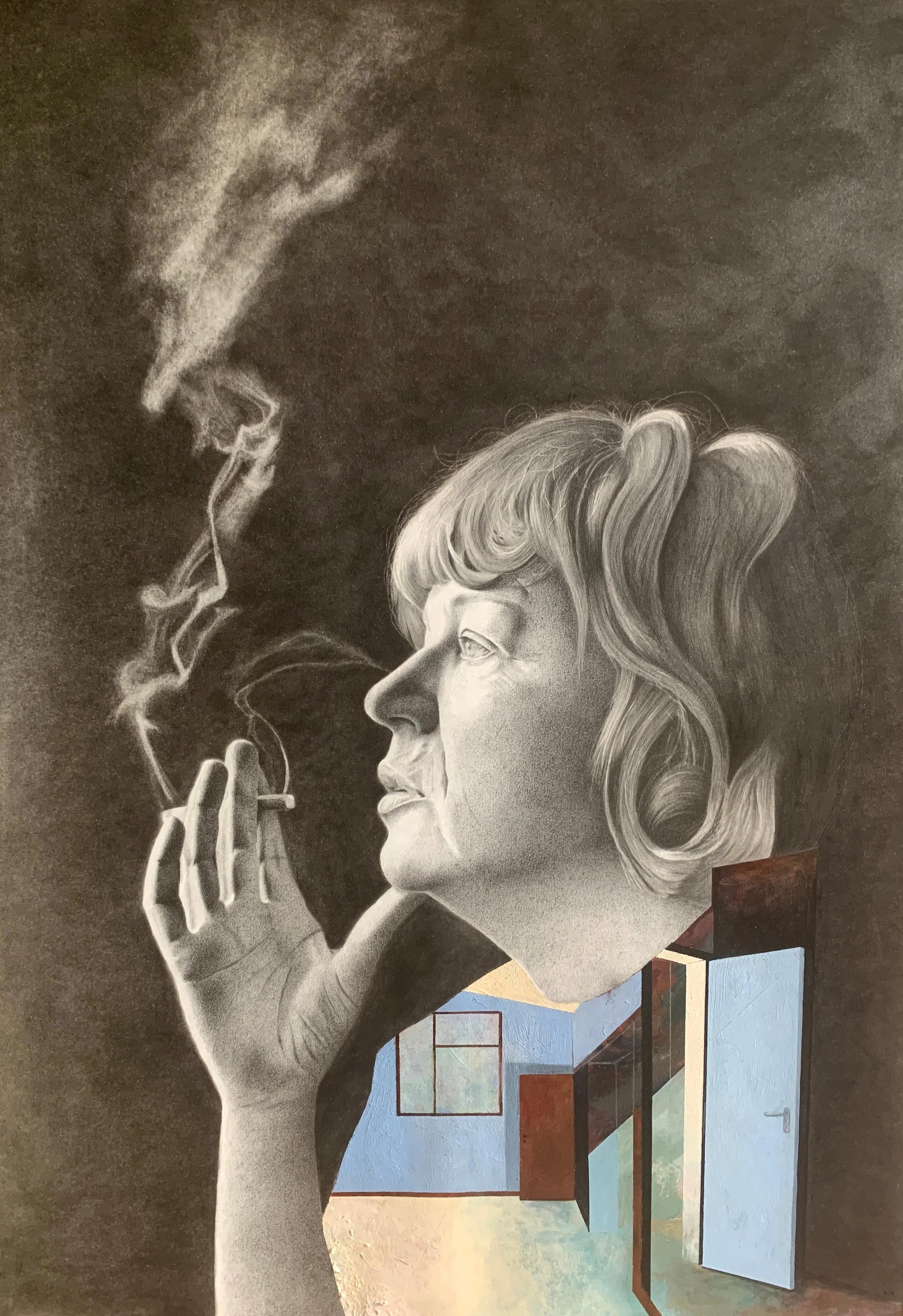 TOVE / TOMME STUER // Graphite, pastel & acrylic on paper // 50 X 70 (framed).