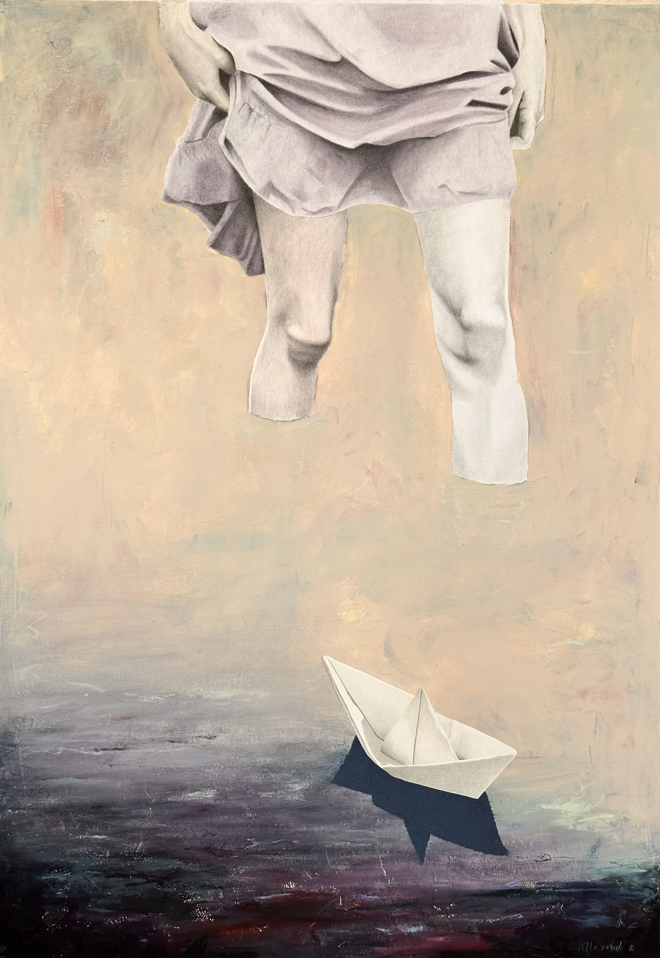 HIGH SEAS // Graphite, pastel, acrylic & oil stick on paper // 70 x 100 cm (framed in box frame)