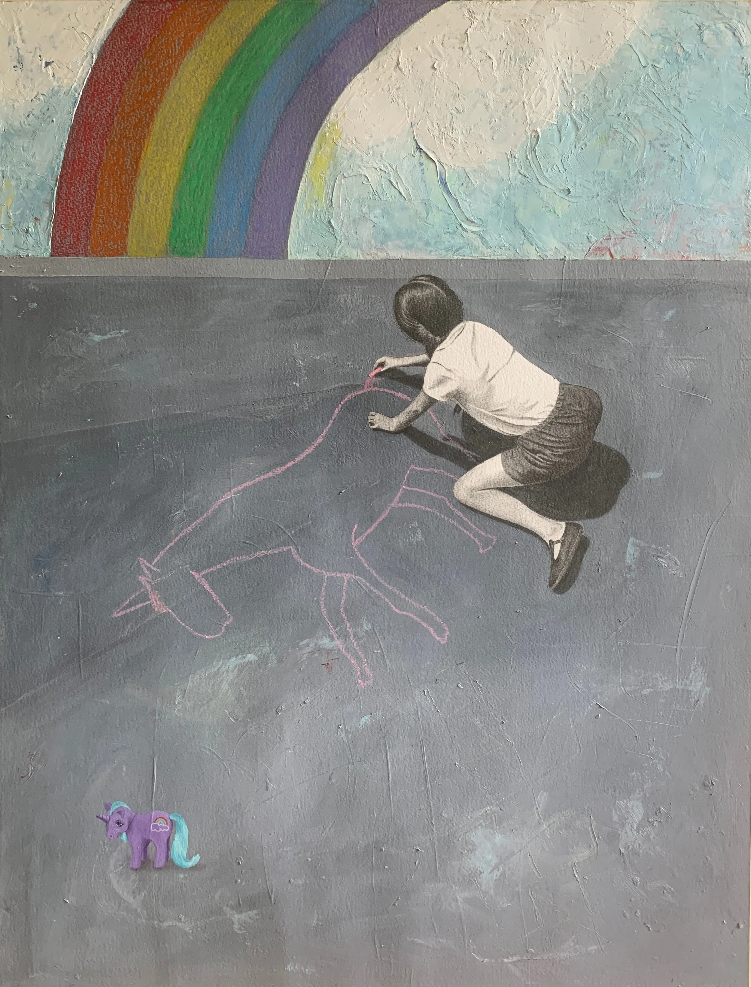 FRIHEDEN // Graphite, oil paint & oil pastel on paper // 50 X70 cm (framed)