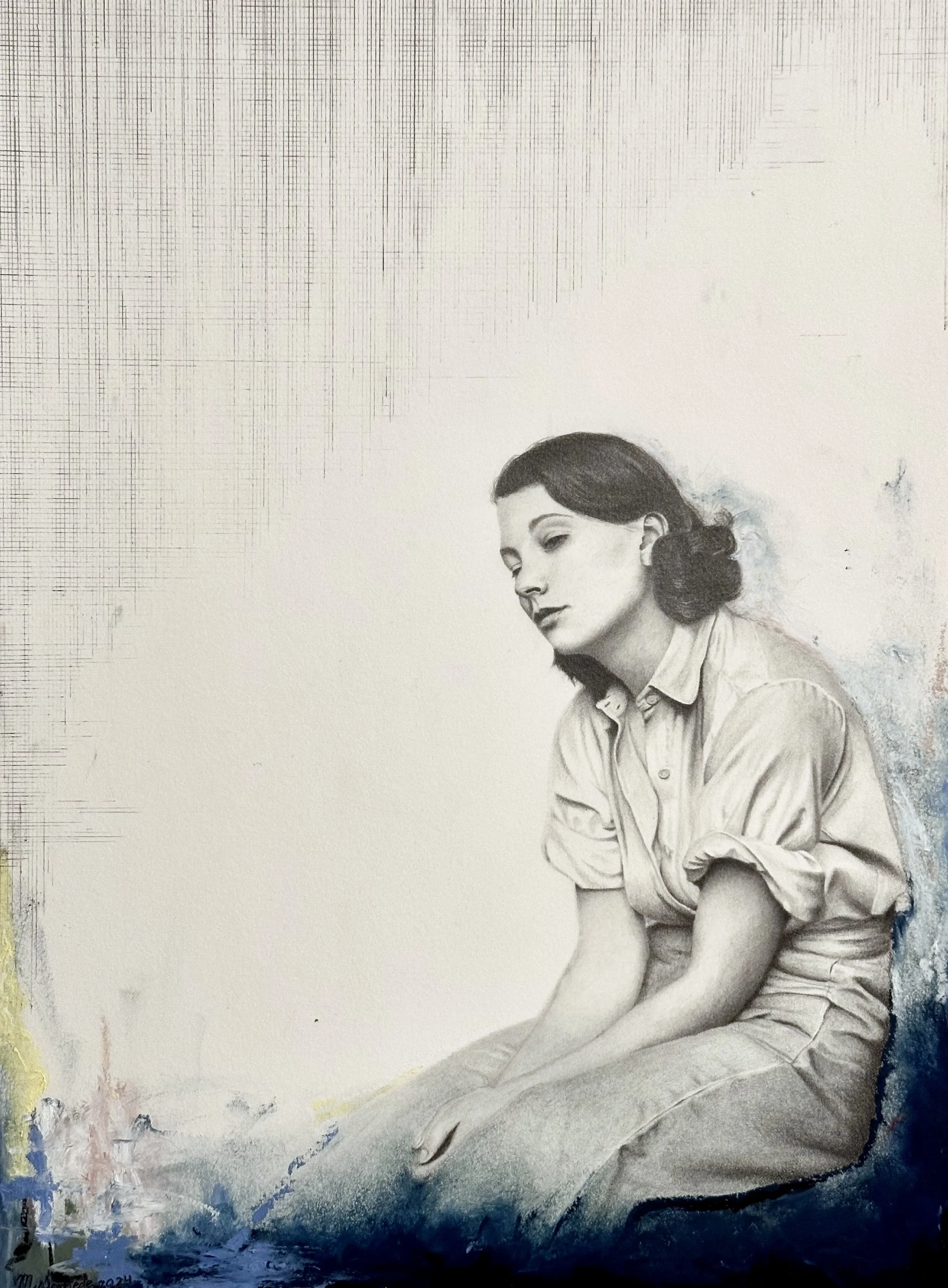 INDIGO // Graphite, pastel & oil pastel on paper // 40 X 50 cm (framed).