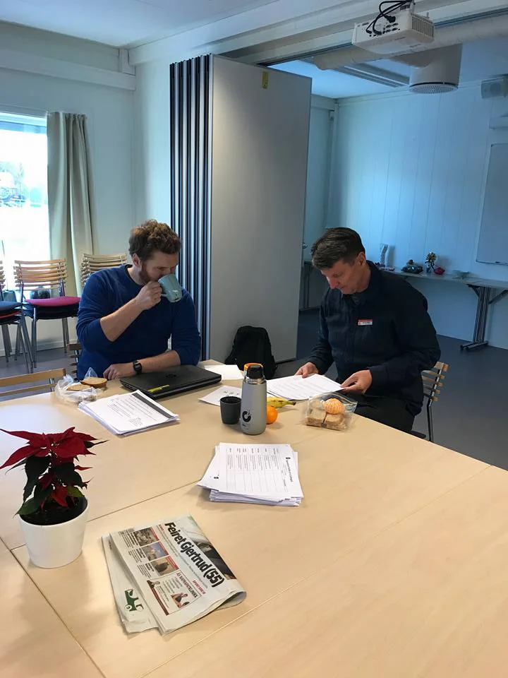 Photo: Here I am enjoying a coffee while planning for lessons with Hans during his RFF time.