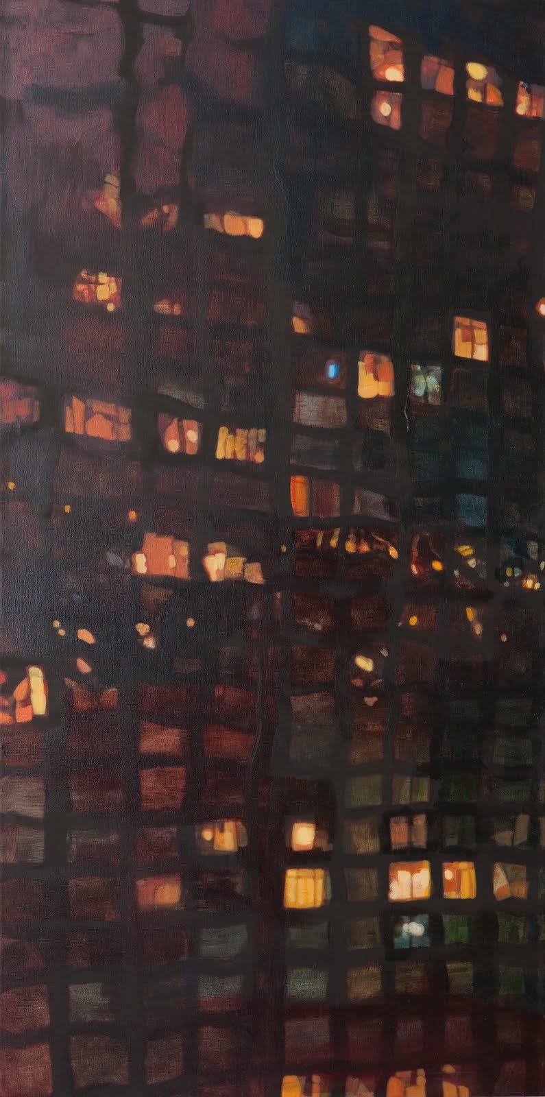 "Office Block", oil on linen, 44 x 22 x 2.5 in.