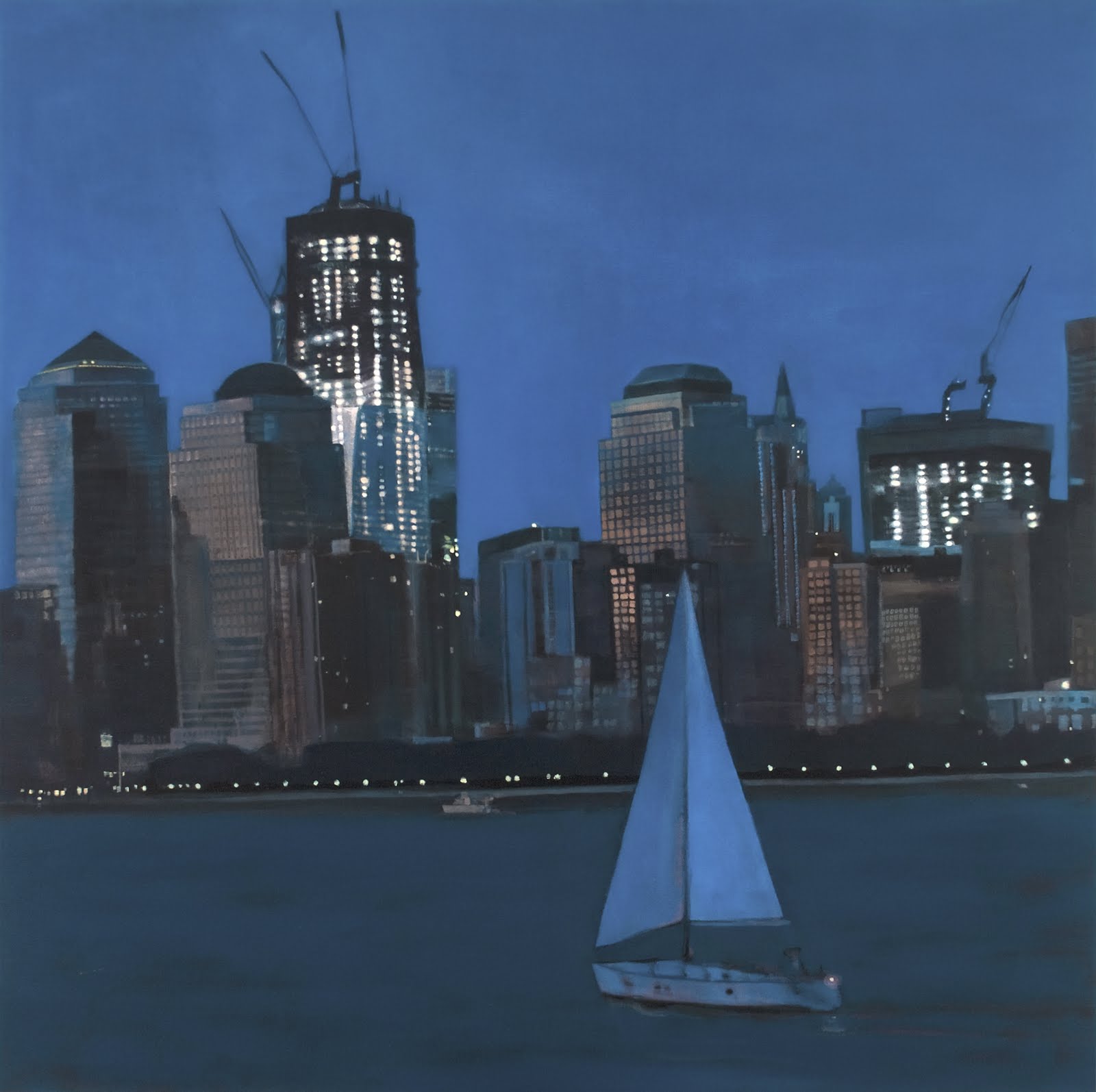 "From the Ferry II (Upper New York Bay)", oil on linen, 48"x 48"