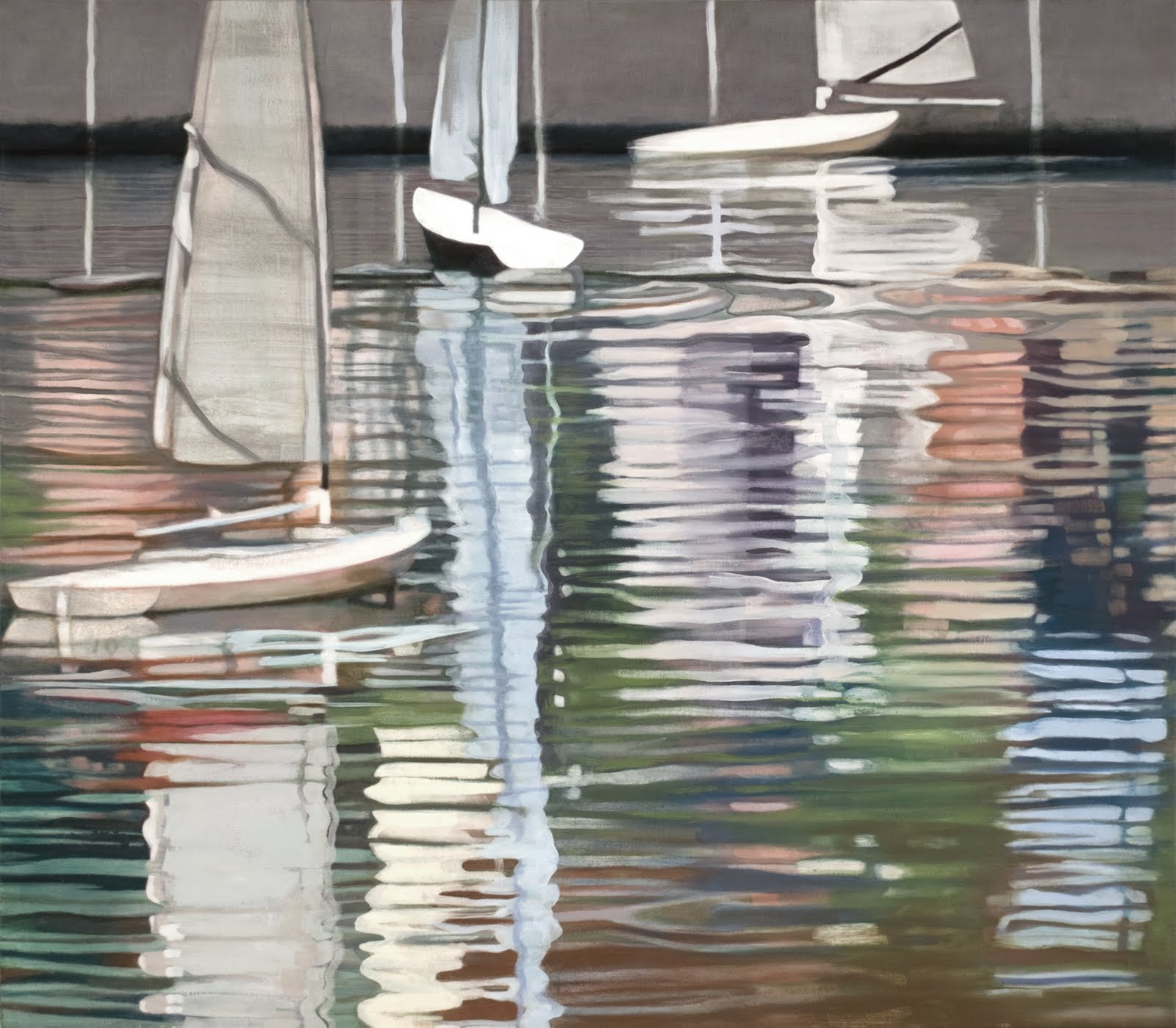 "Wandering Boats (Central Park Boat Pond)", oil on linen, 28"x 32"