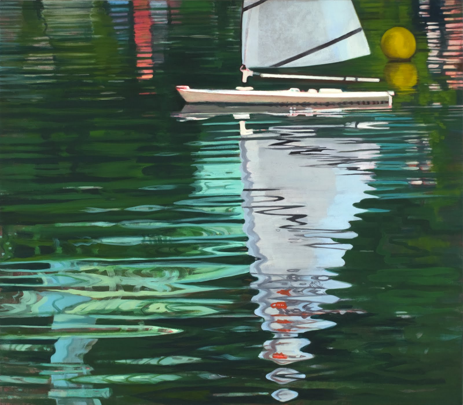 "Sweet Sail (Central Park Boat Pond)", oil on linen, 28"x 32"