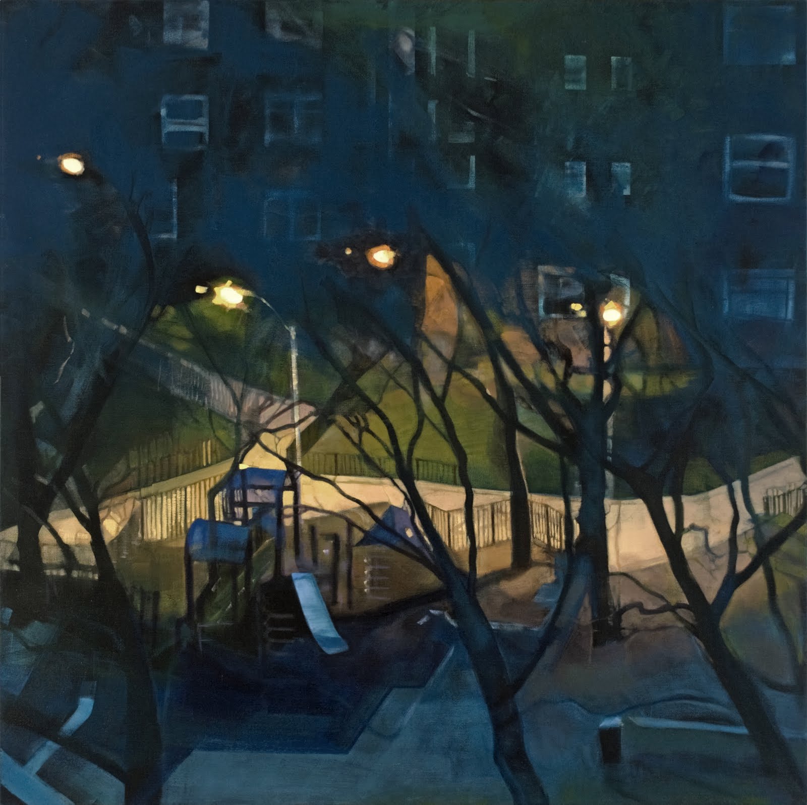 "Night Playground (Chelsea)", oil on linen, 30"x 30"