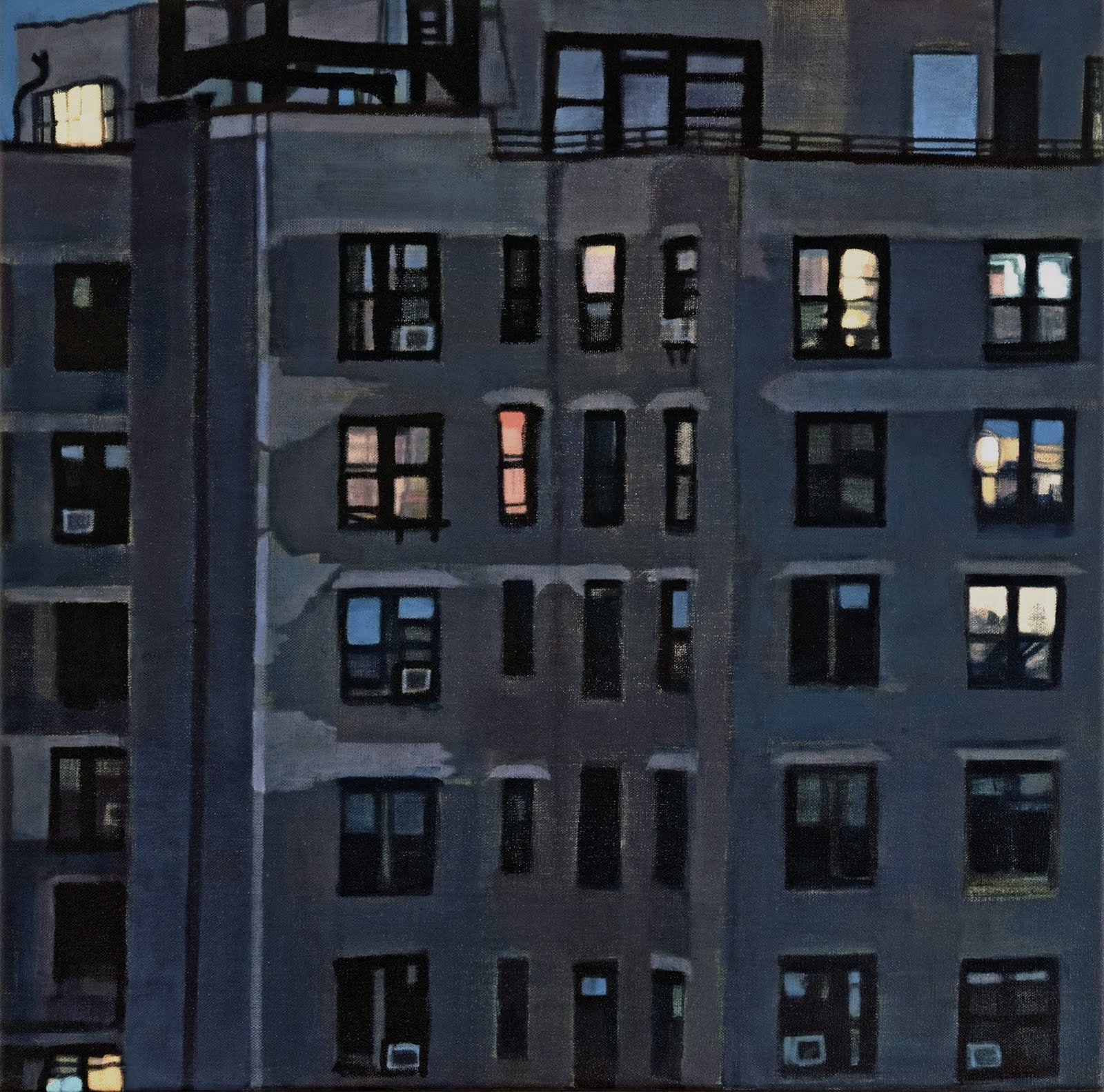 "Night Lights (Upper West Side)", oil on linen, 20"x 20"