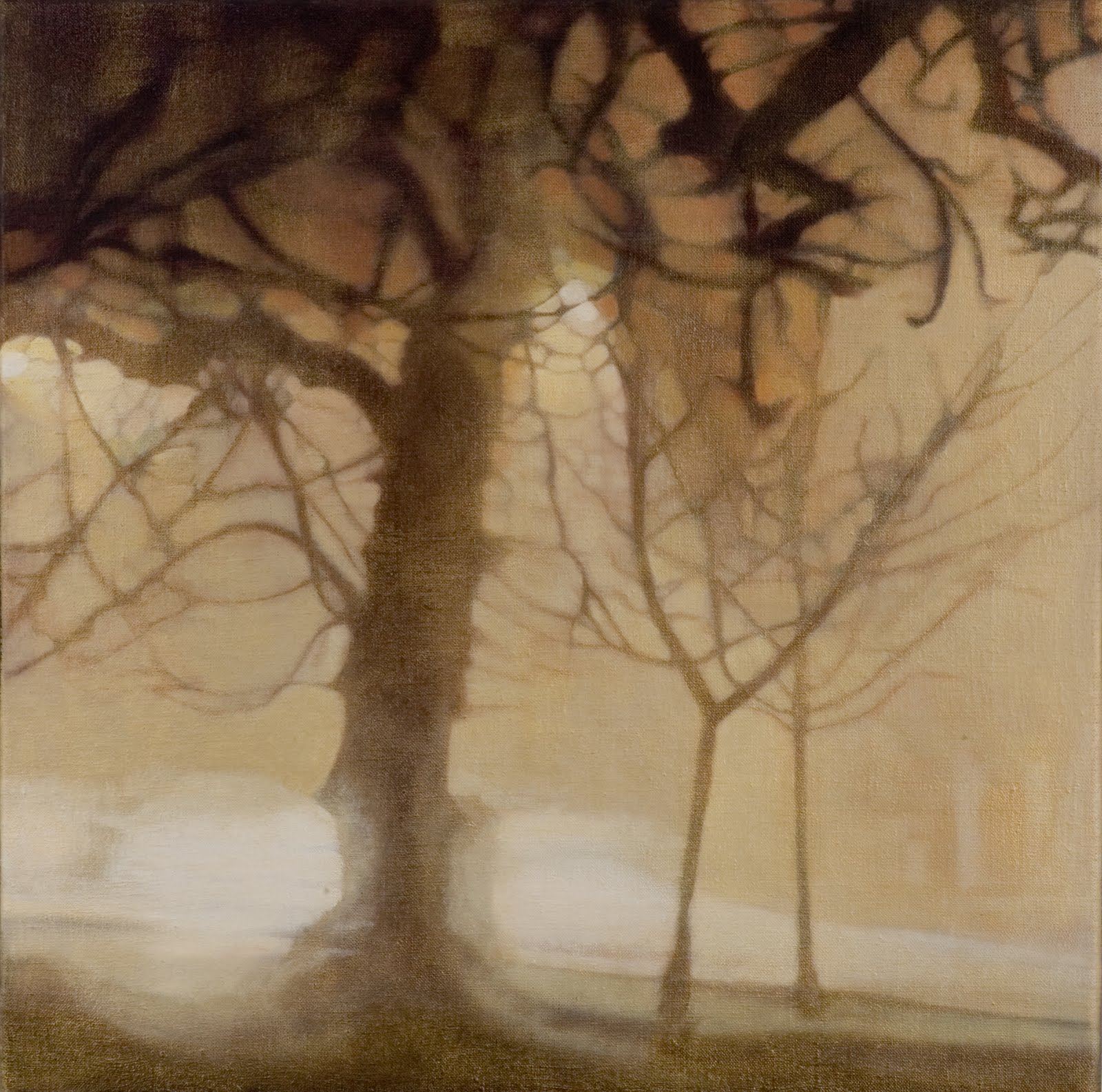 "Clapham Common Tree at Night", oil on linen, 18 x 18 in.