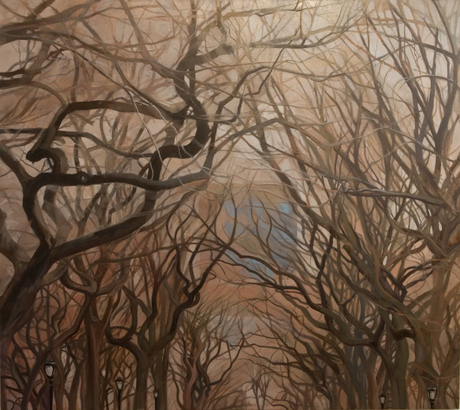 "Overcast Mall, Central Park", oil on linen, 48 x 54 x 2.5 in.