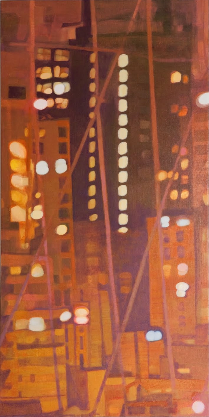 "From the Bridge I", oil on linen, 44 x 22 x 2.5 in.
