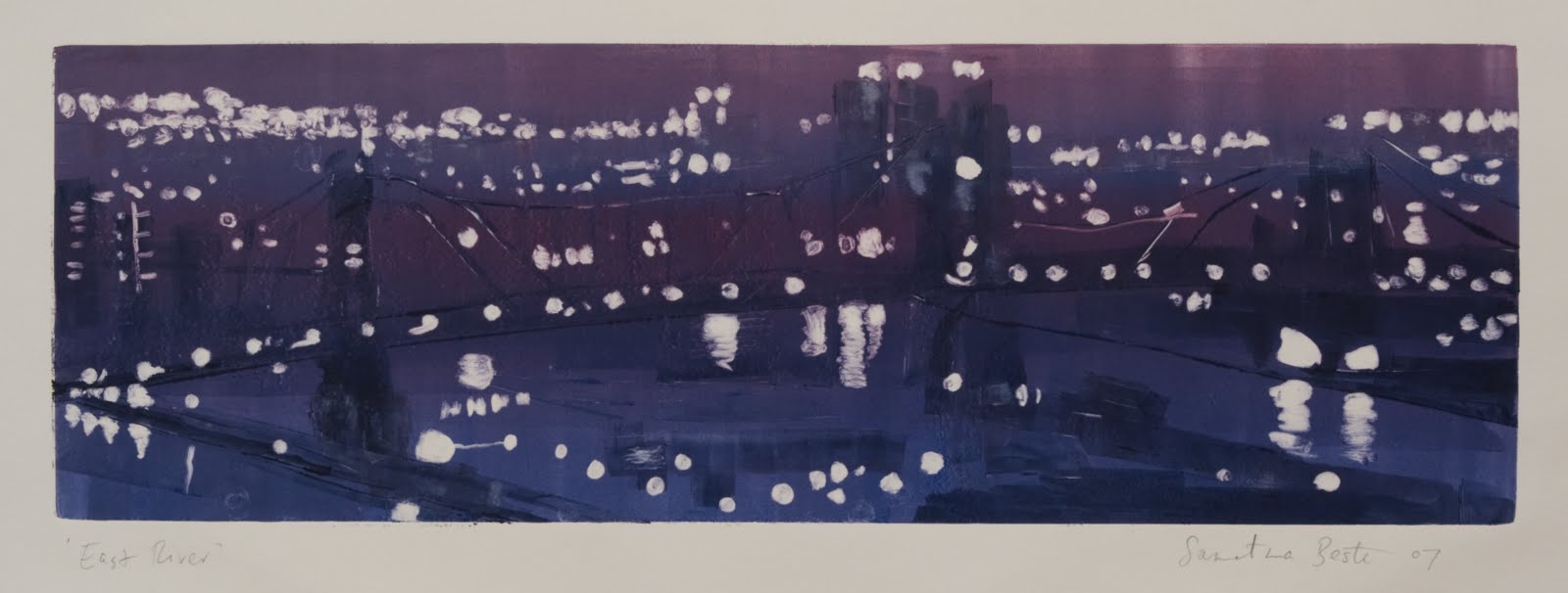"East River", monotype, 6 x 18 in.