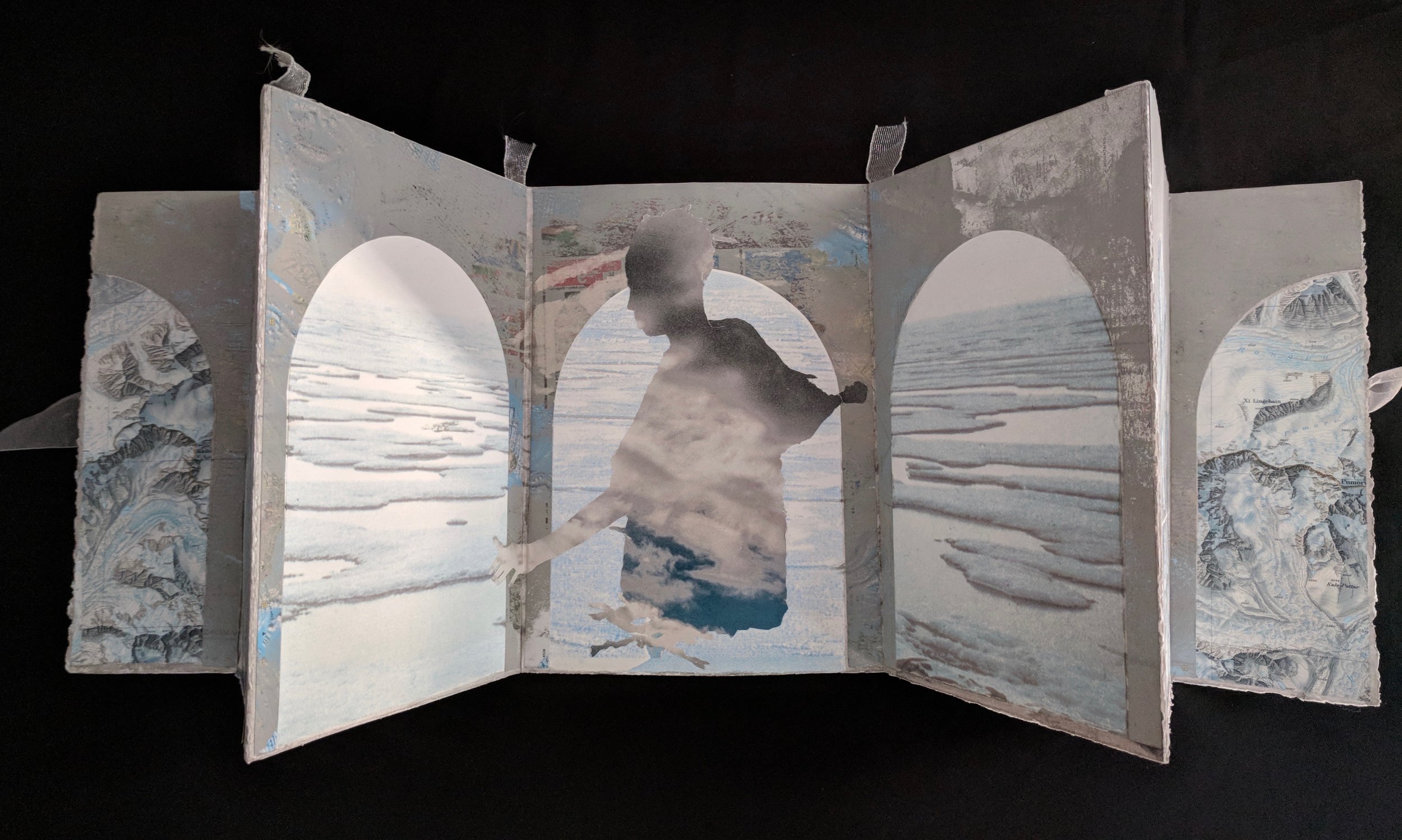"Hall of Mirrors", aluminum backed book, free-standing, 12"x50",  2018