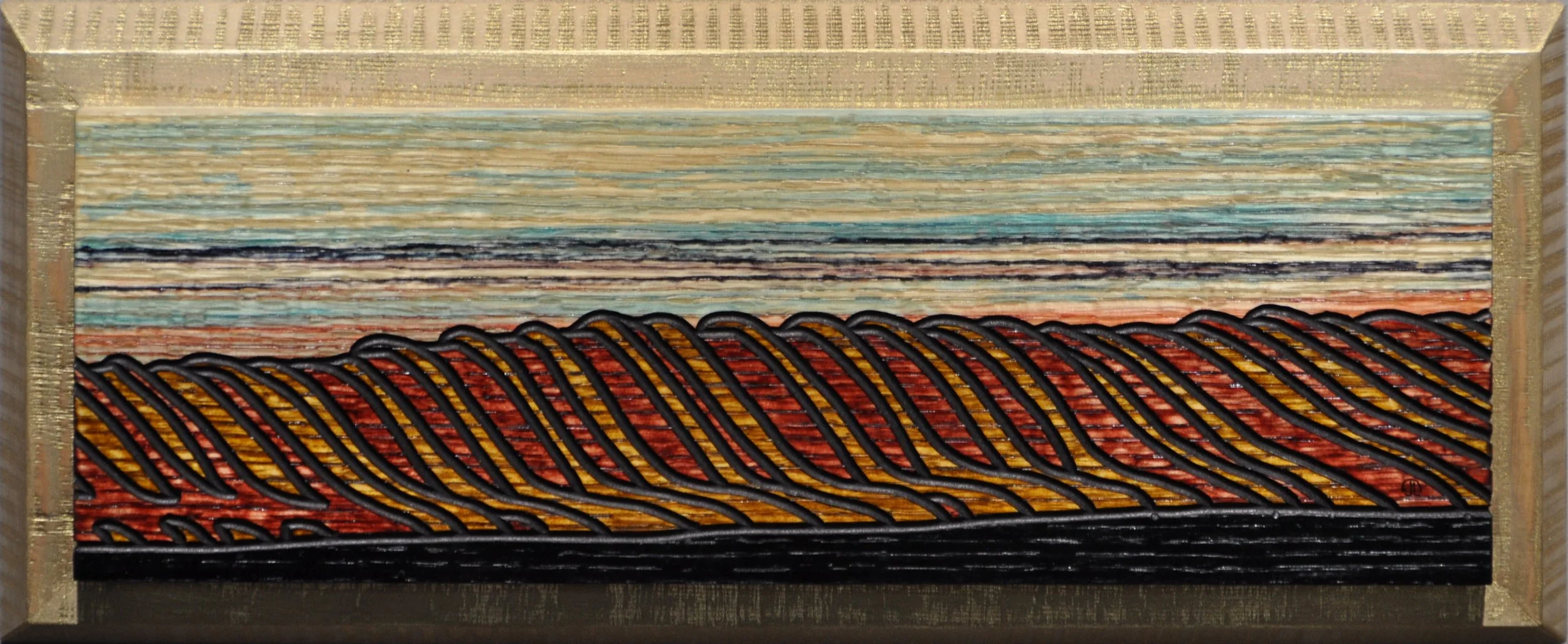 A PRAIRIE SEEN - #066 - "HARVEST AT DUSK" - 5.75"X17.5" - $450