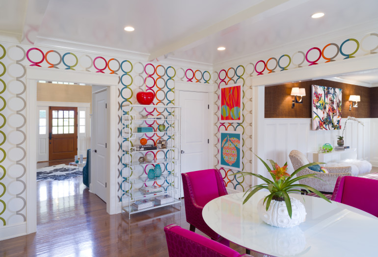 Hand Painted Stripes of Cirlces