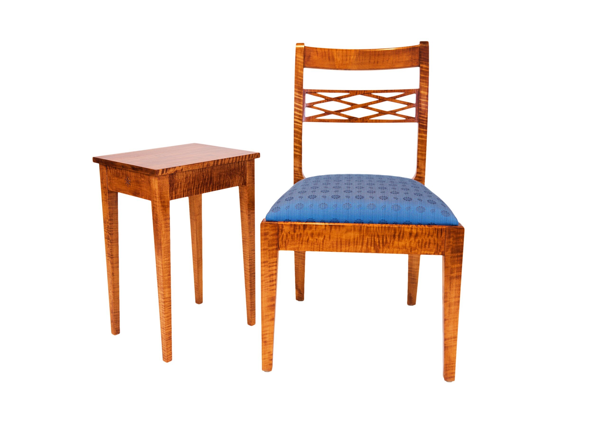 Drink Table &amp; Basketweave Chair