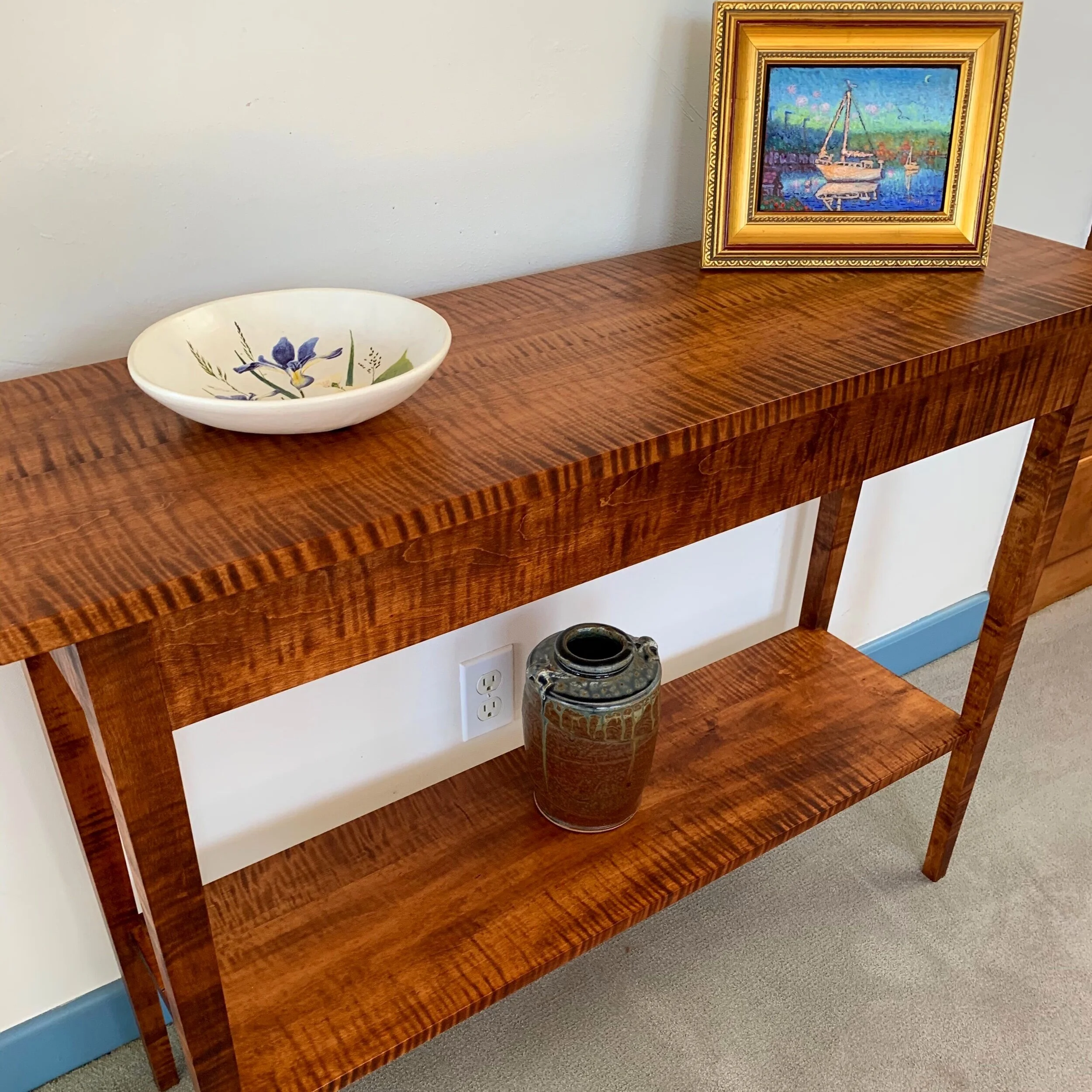 Hall Table with Shelf: Tiger Maple, 40x12x30H (Copy)