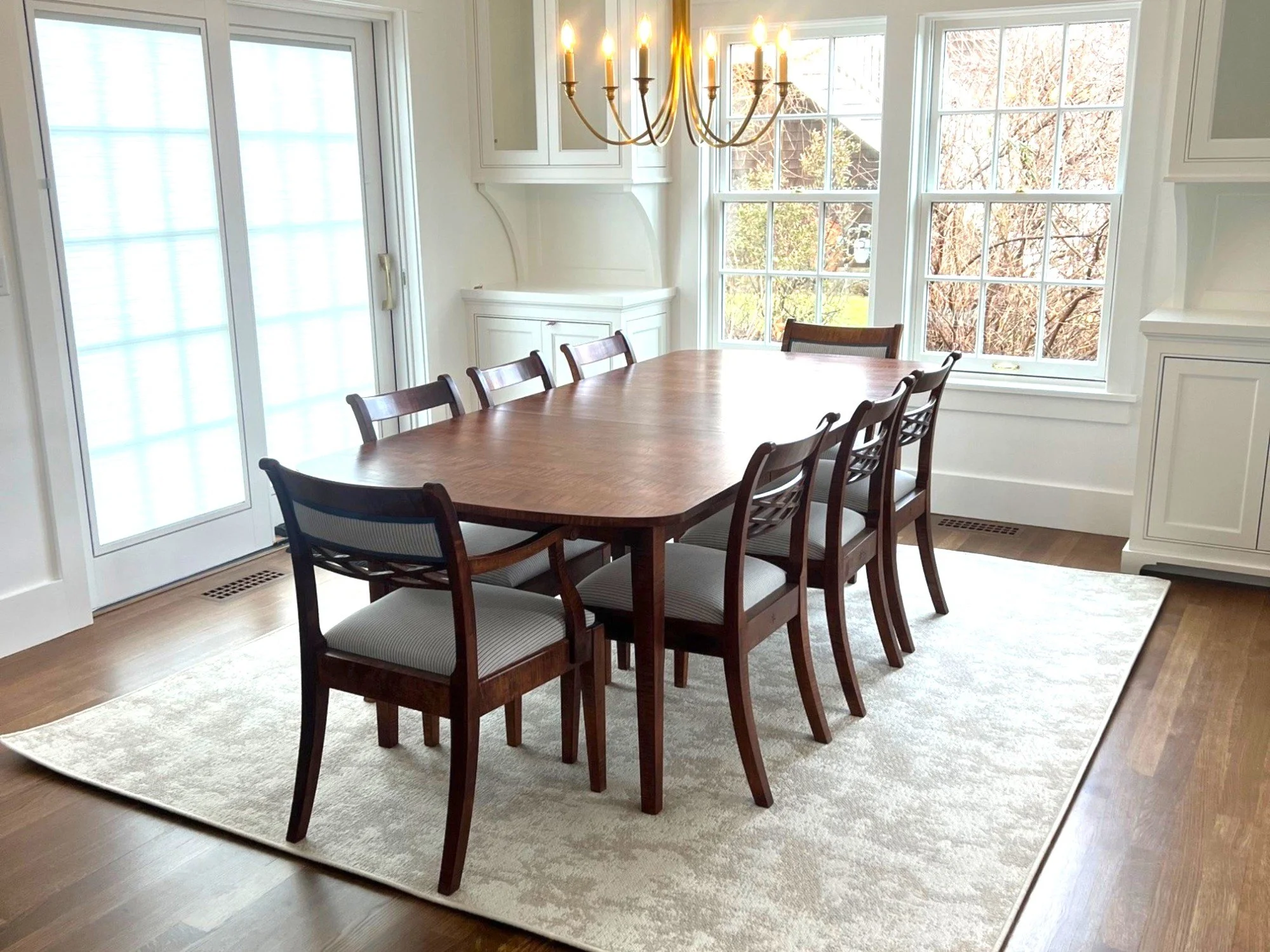 Expansion Table with Ellipse Ends & Basketweave Chairs