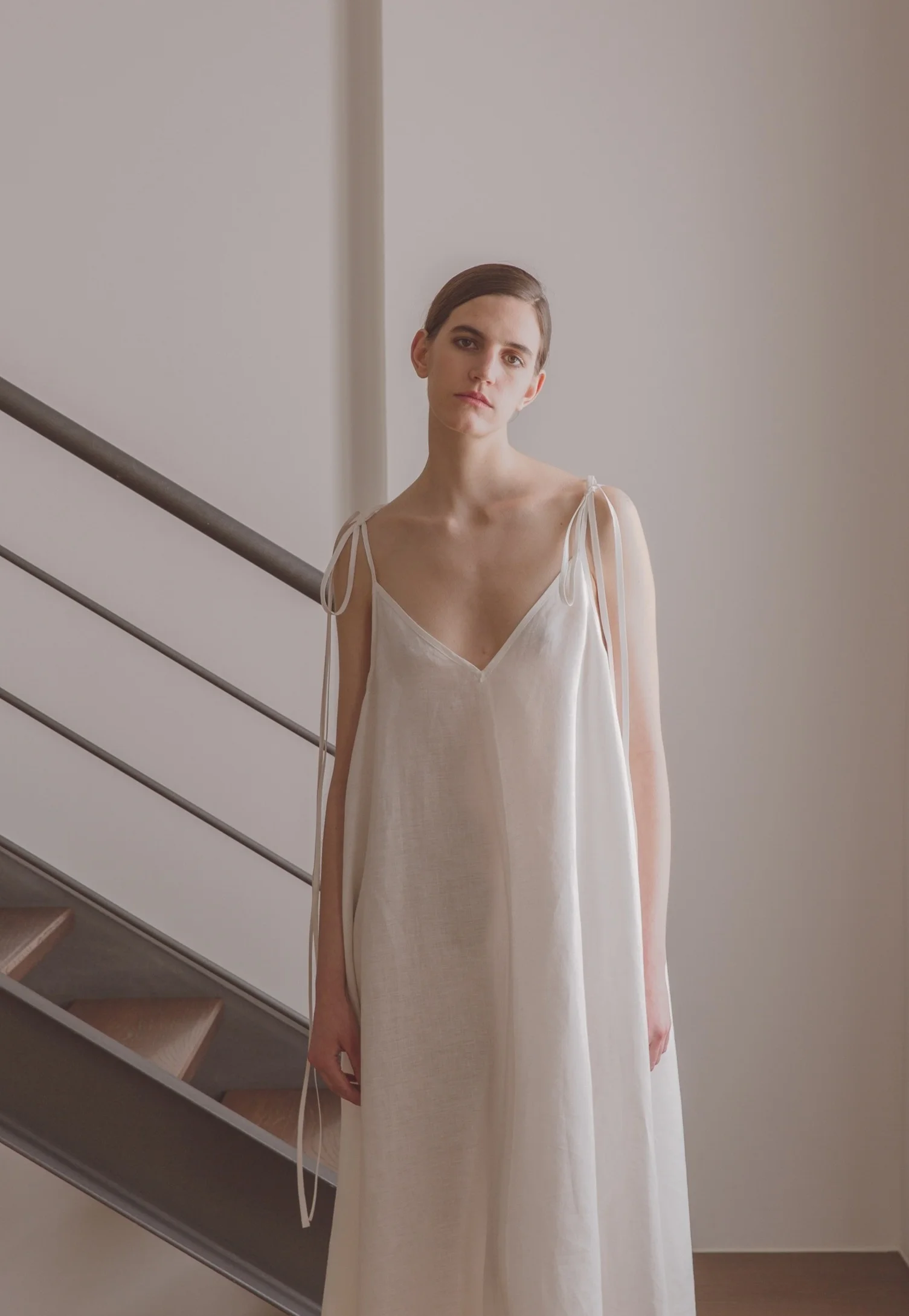 31 CHAPEL LANE IRISH LINEN COLETTE SLIP DRESS, MILK WHITE, MADE IN IRELAND