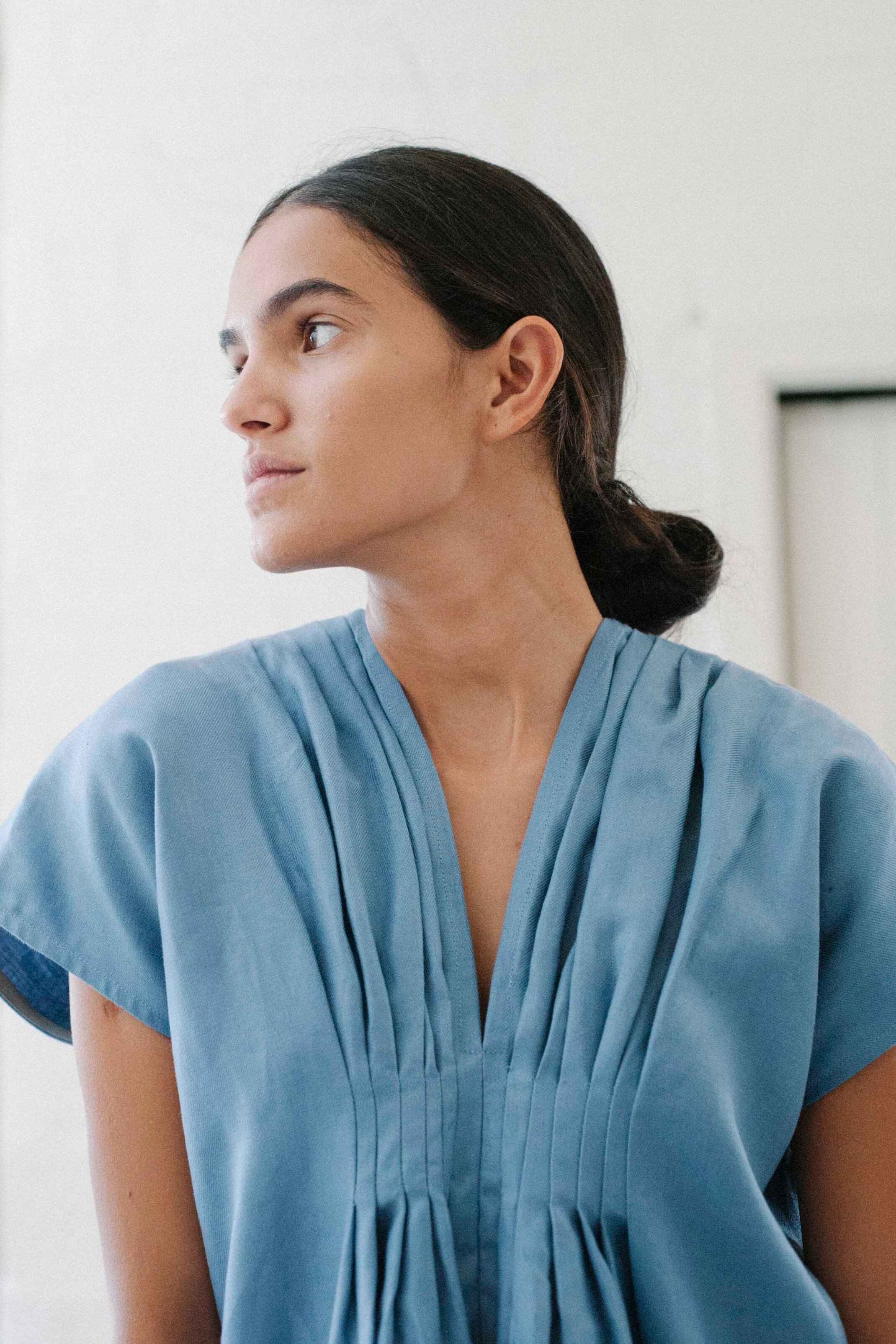 MADE IN IRELAND 31 CHAPEL LANE PURE IRISH LINEN KNOLL DRESS BLUEBERRY
