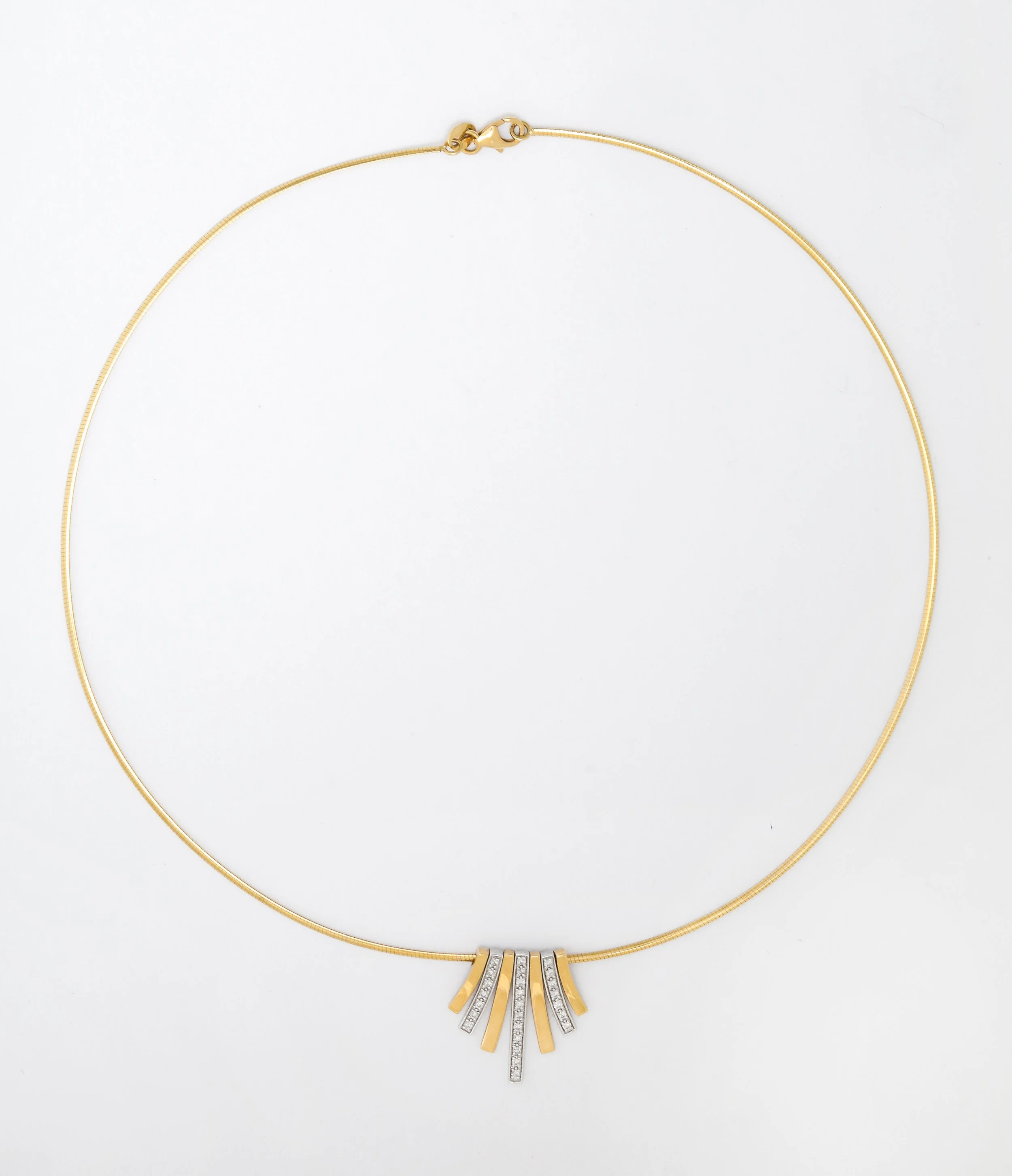 French Vintage Torque with Alternating Diamond and Gold  Bars