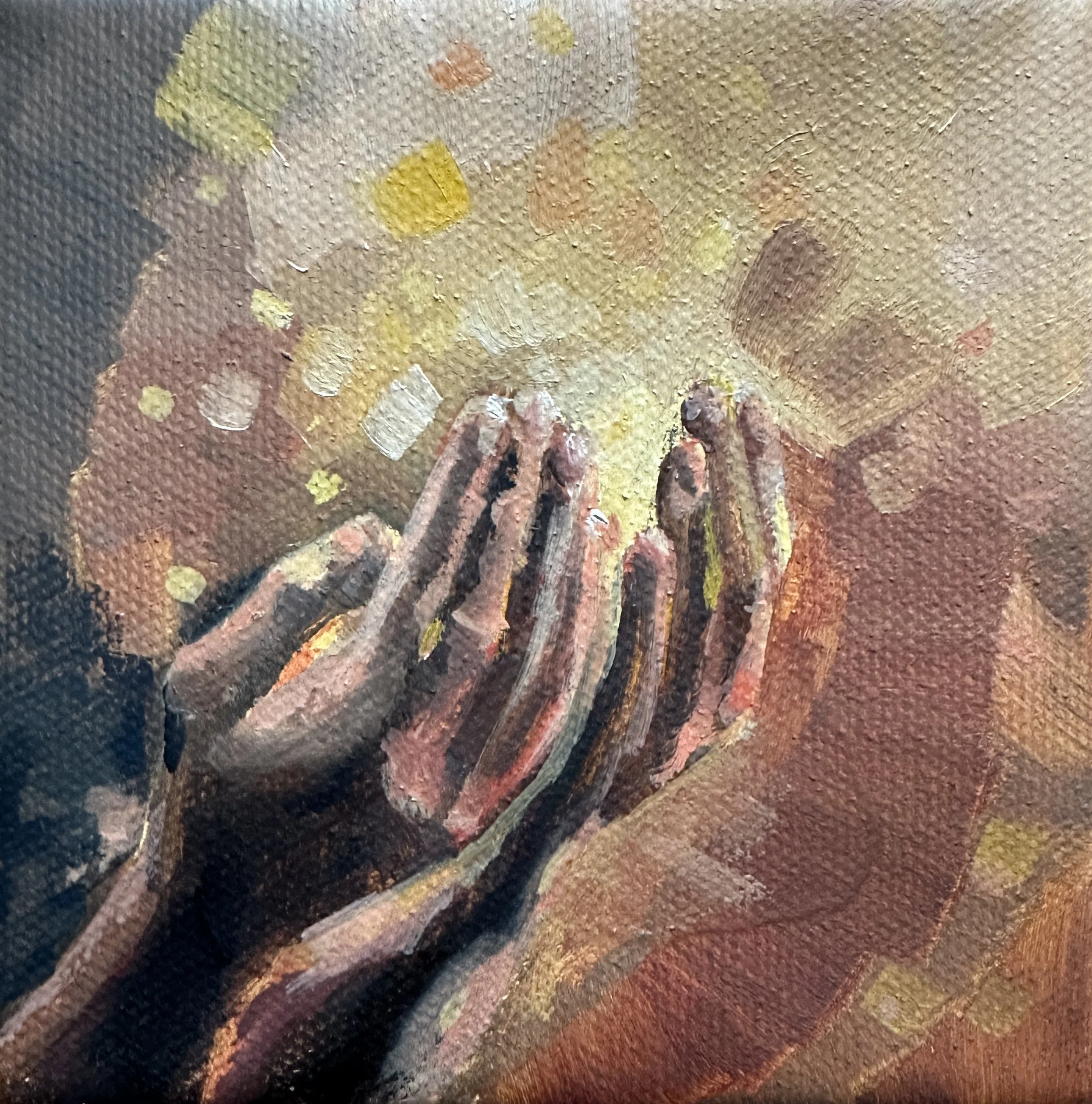 cupped // a 4x4 oil painting