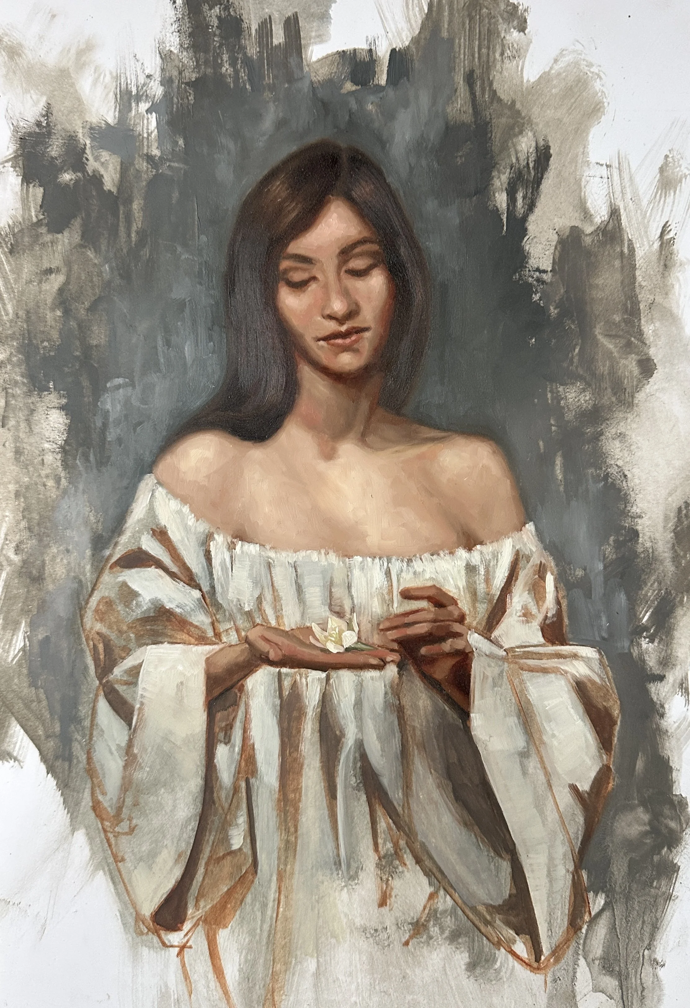 open like a flower // a 12x16 oil painting