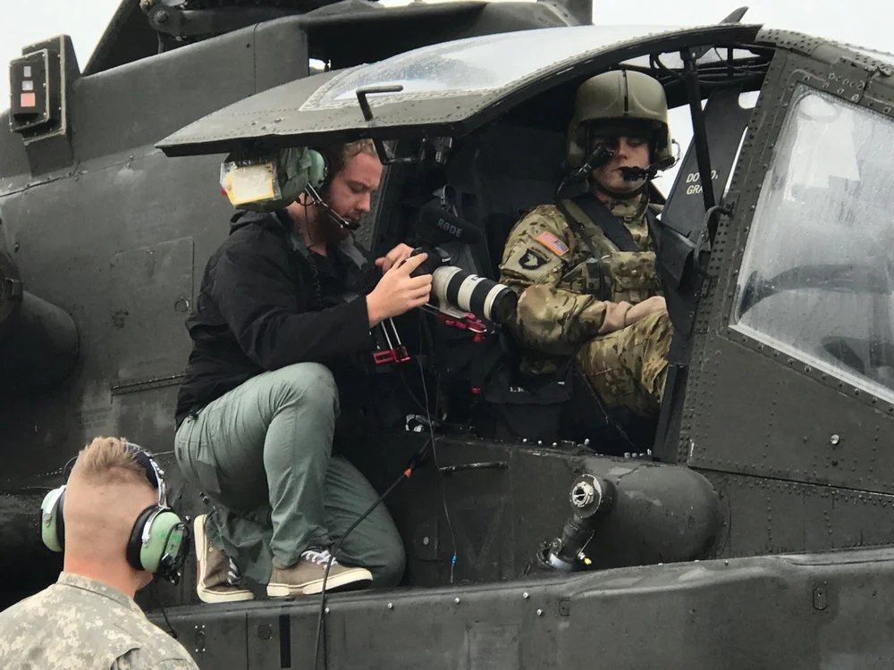 Production shot of Andrew Gilbert at Fort Bragg