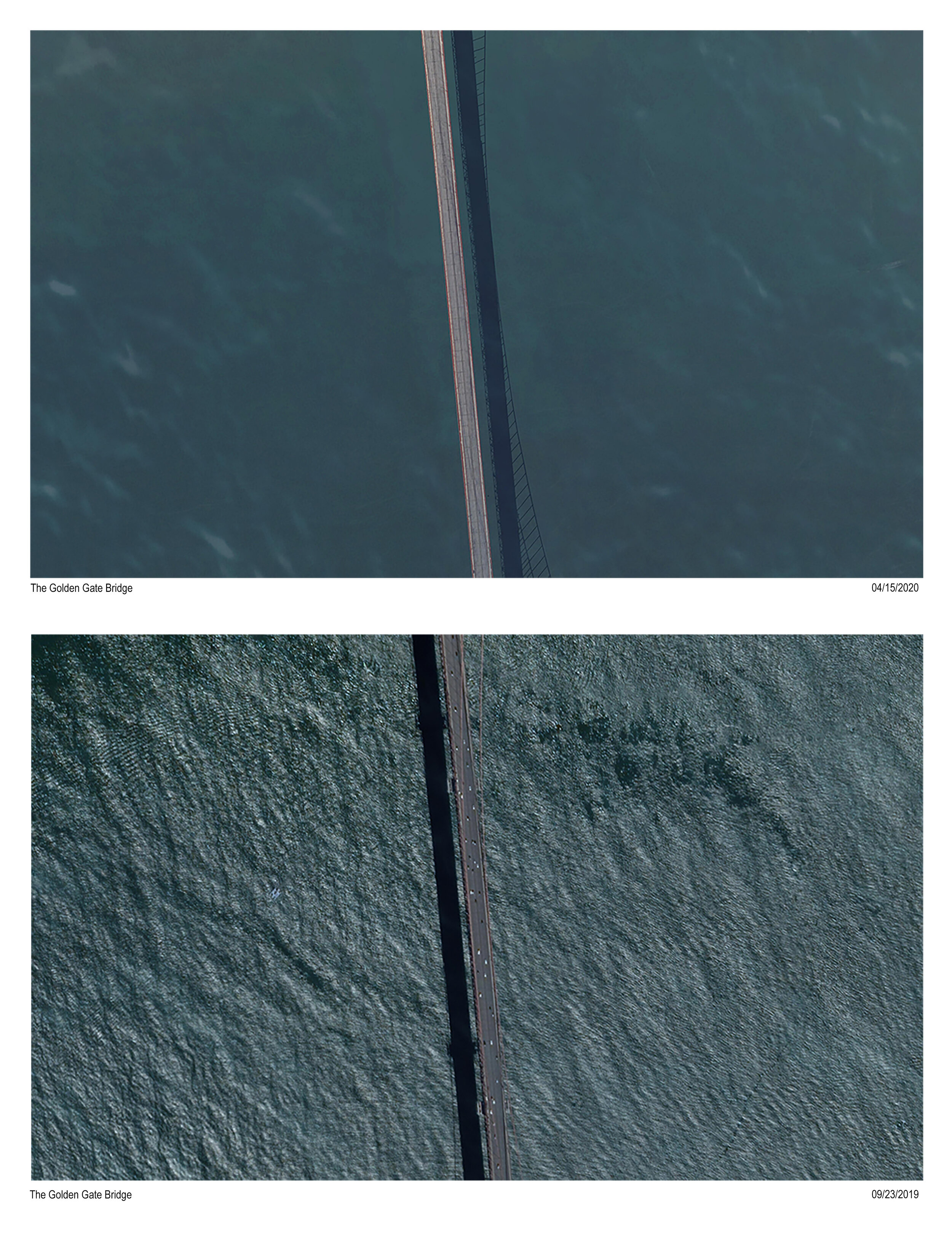  Abdullah Albohalika   The Golden Gate Bridge,  2020  From the series: Not in Use  Google Earth Photo, Digital Inkjet Print  