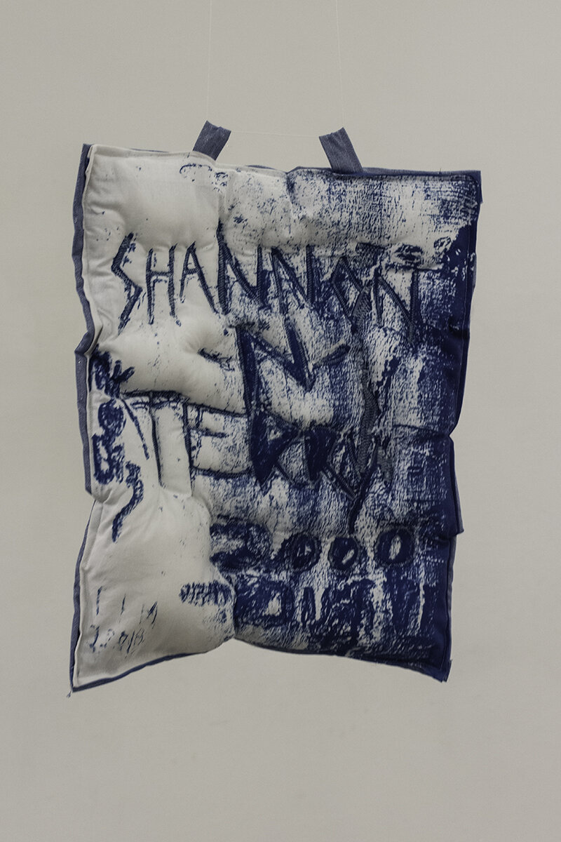  Cody Graham   Shannon N Terry,  2020  From the series: Lovers’ Tree  Cyanotype on cotton with iridescent thread 