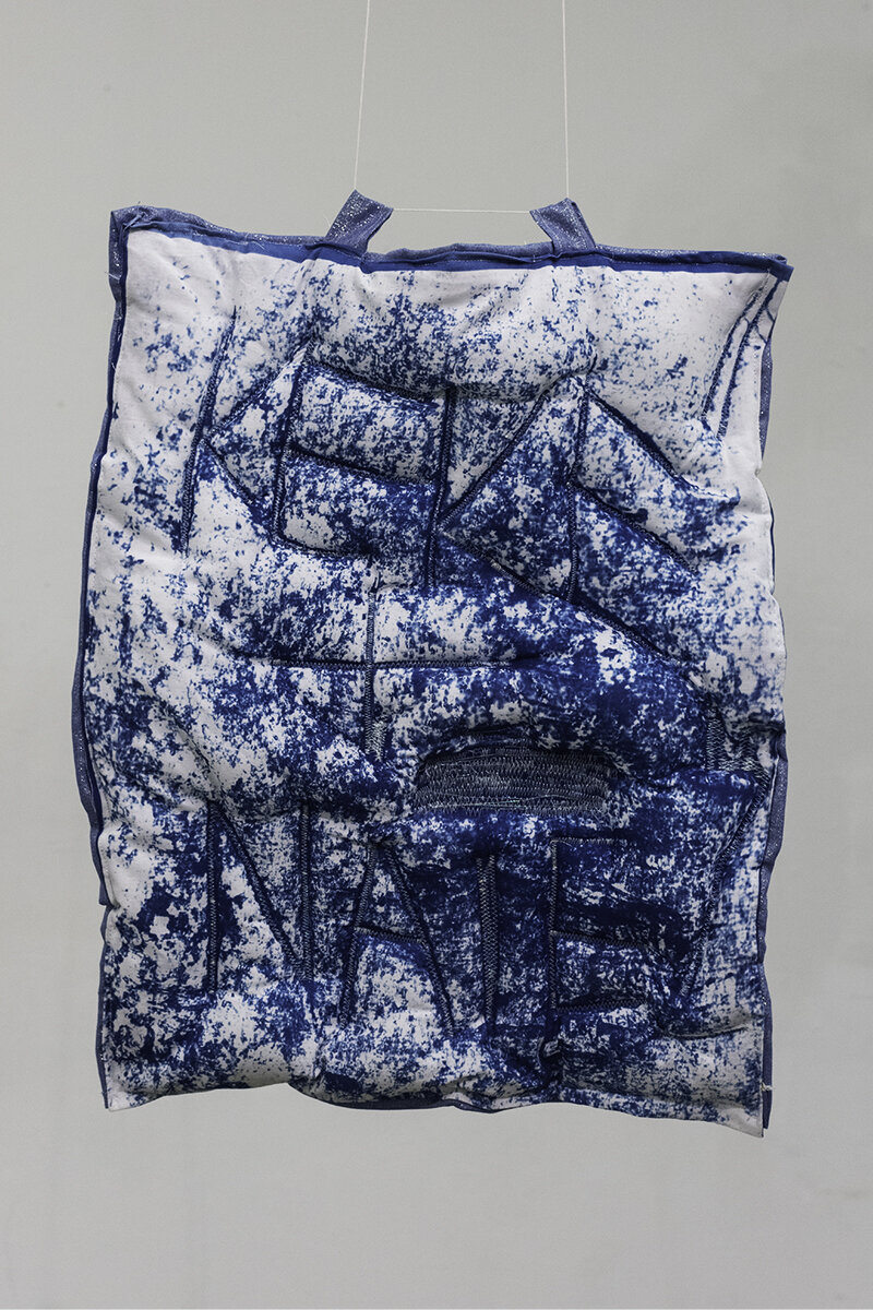  Cody Graham   Kate &amp; Nate,  2020  From the series: Lovers’ Tree  Cyanotype on cotton with iridescent thread  