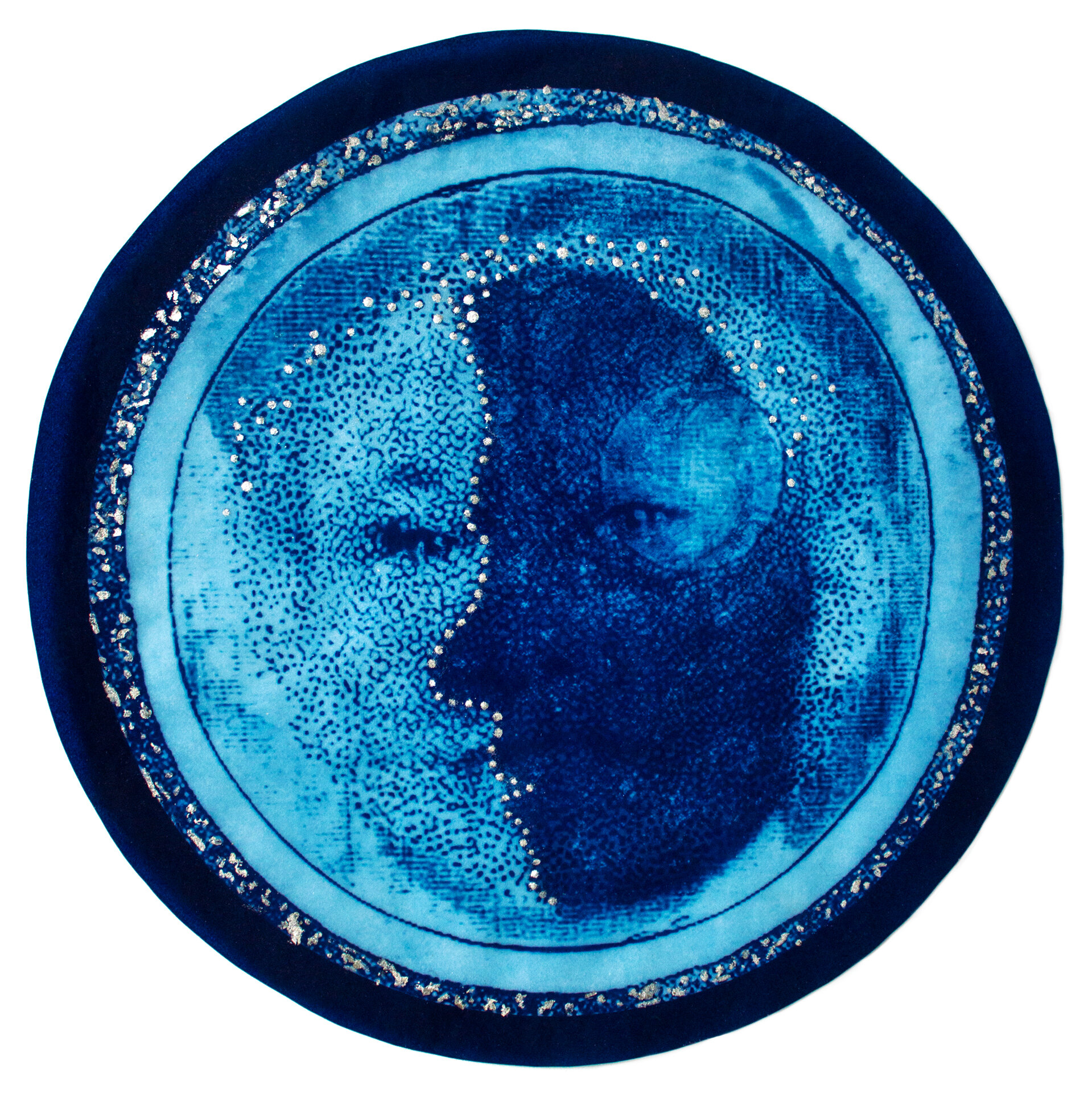 Kimberly Chiaris, Beyond a Shadow 1, 2018, Beyond a Shadow, Cyanotype on cotton vellum with silver leaf and varnish, On loan courtesy of the artist.