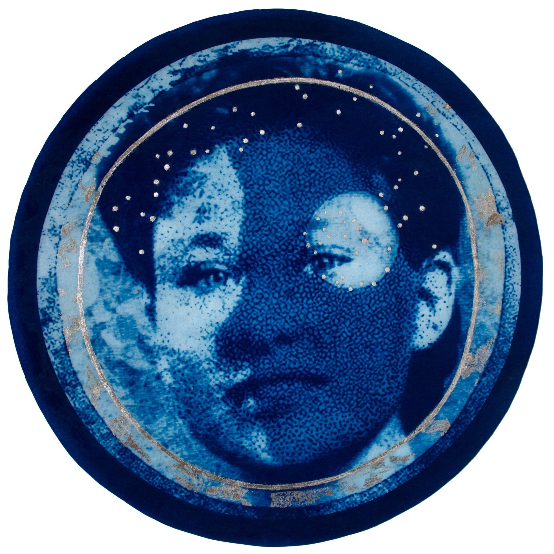 Kimberly Chiaris, Beyond a Shadow 4, 2018, Beyond a Shadow, Cyanotype on cotton vellum with silver leaf and varnish, On loan courtesy of the artist.