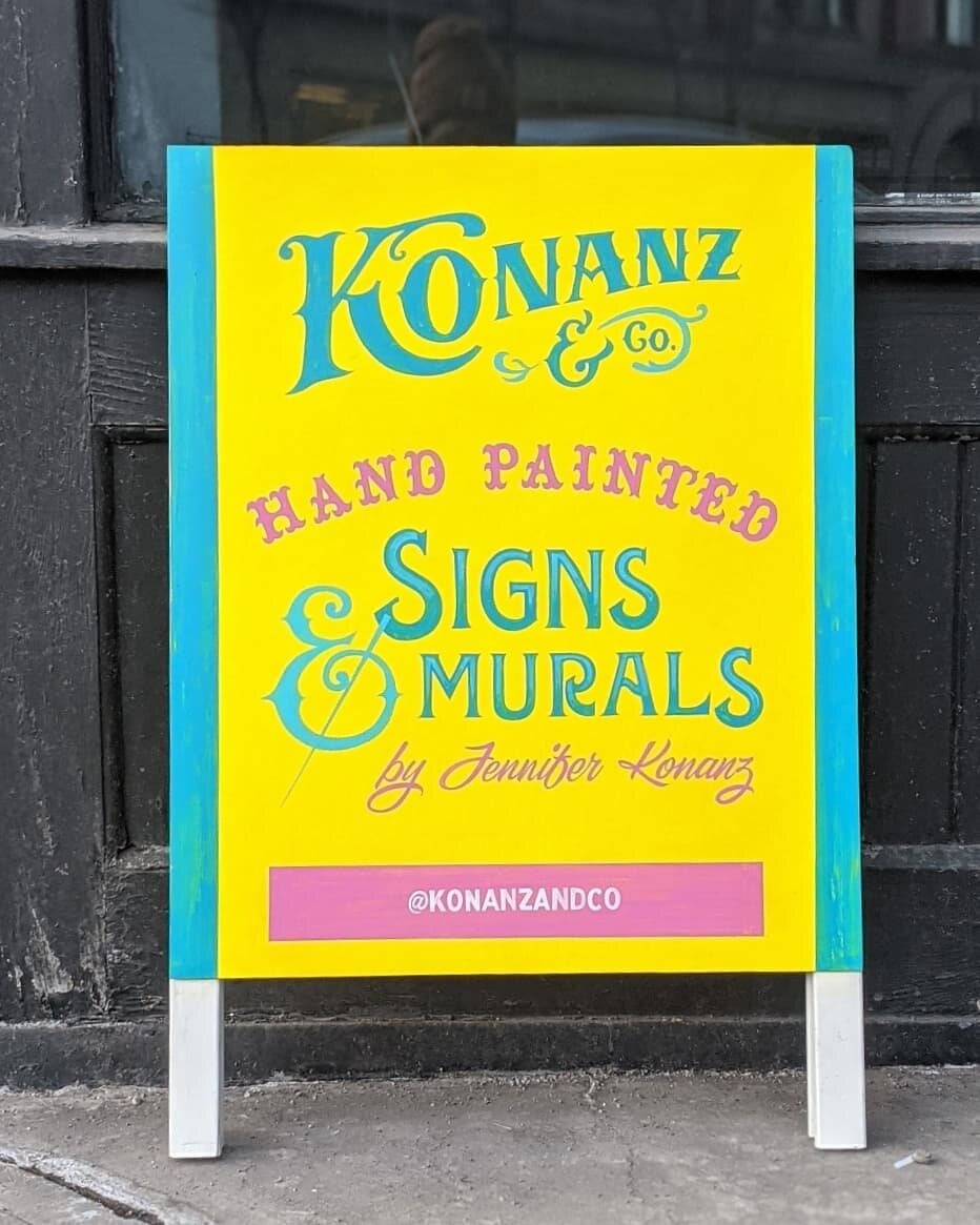 New year, new colours! Bright n' bold A-frame so people actually know who I am when I'm painting on site!

Little shout out to @noelbweber for creating his wonderful Signpainter's Sketchbook and the fonts which I used for the &quot;Signs &amp; Murals