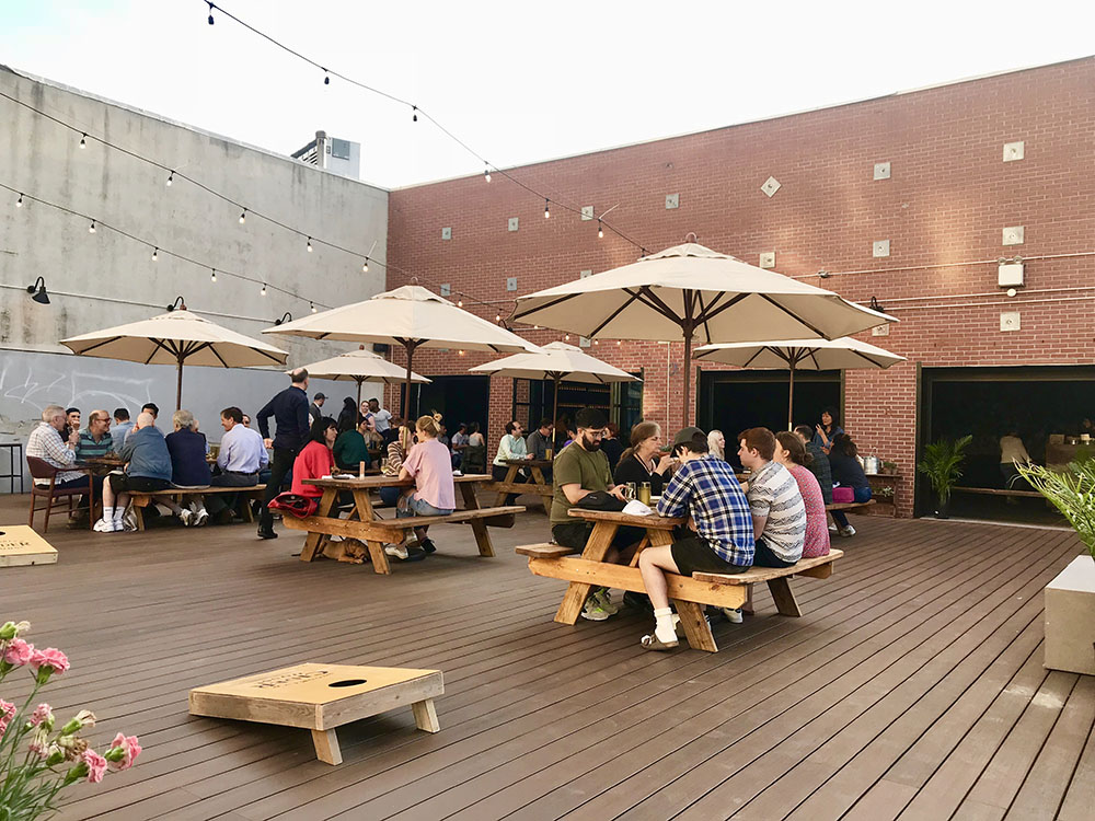 Brooklyn Cider House Outdoor Deck Picnic Tables.jpeg
