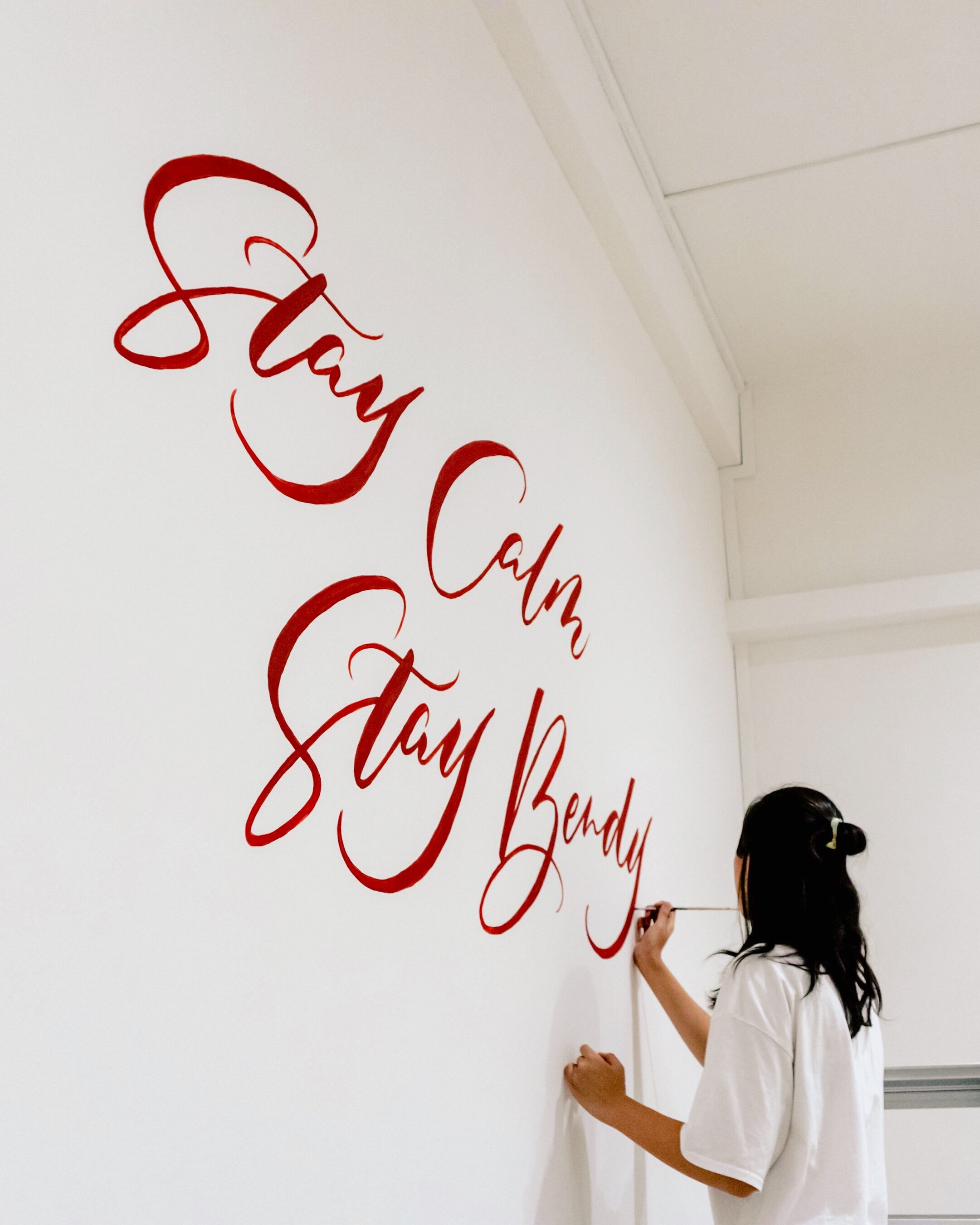 Stay Calm, Stay Bendy - Modern Calligraphy Script Mural Art Singapore