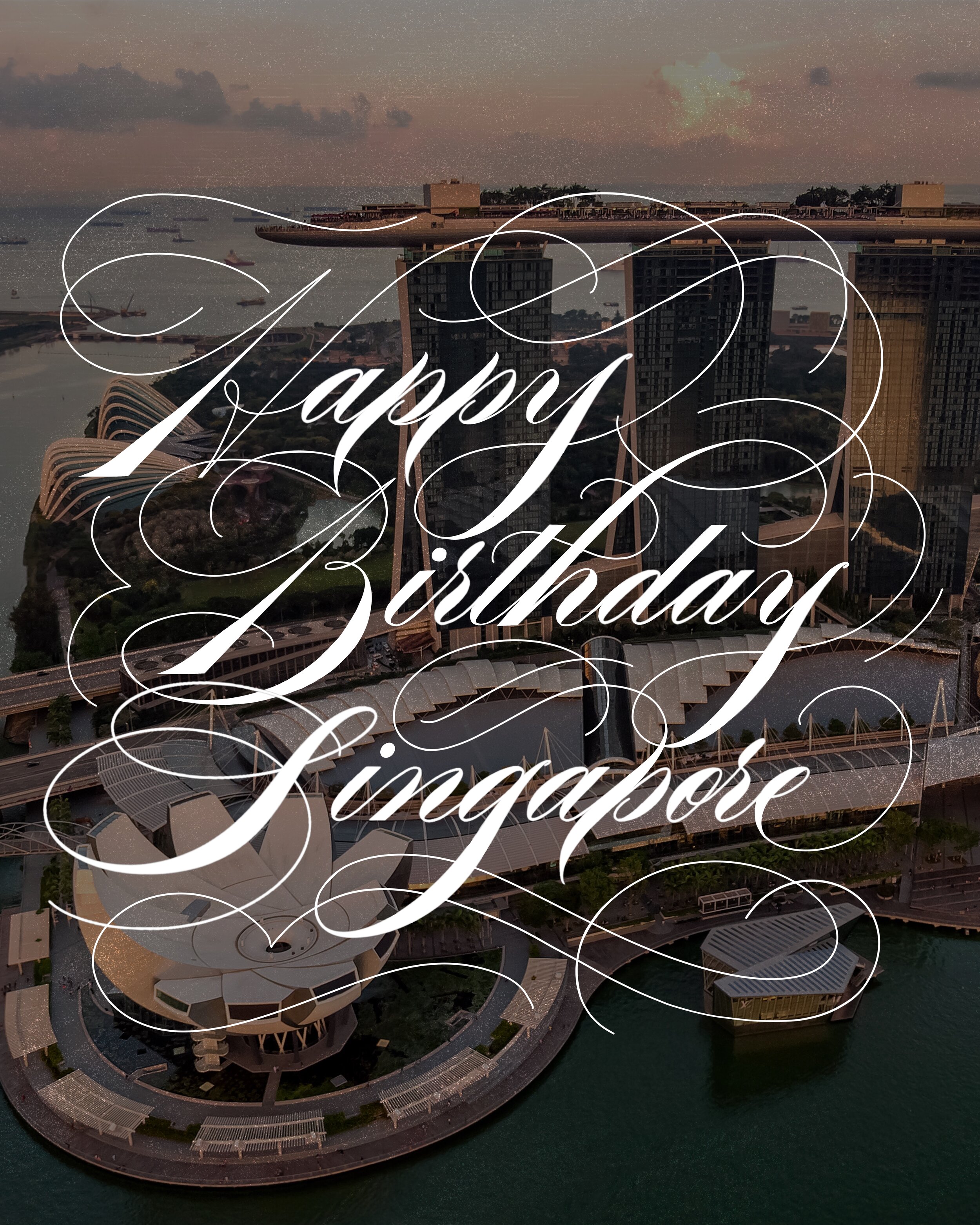 Calligraphy Script - Happy Birthday Singapore Art