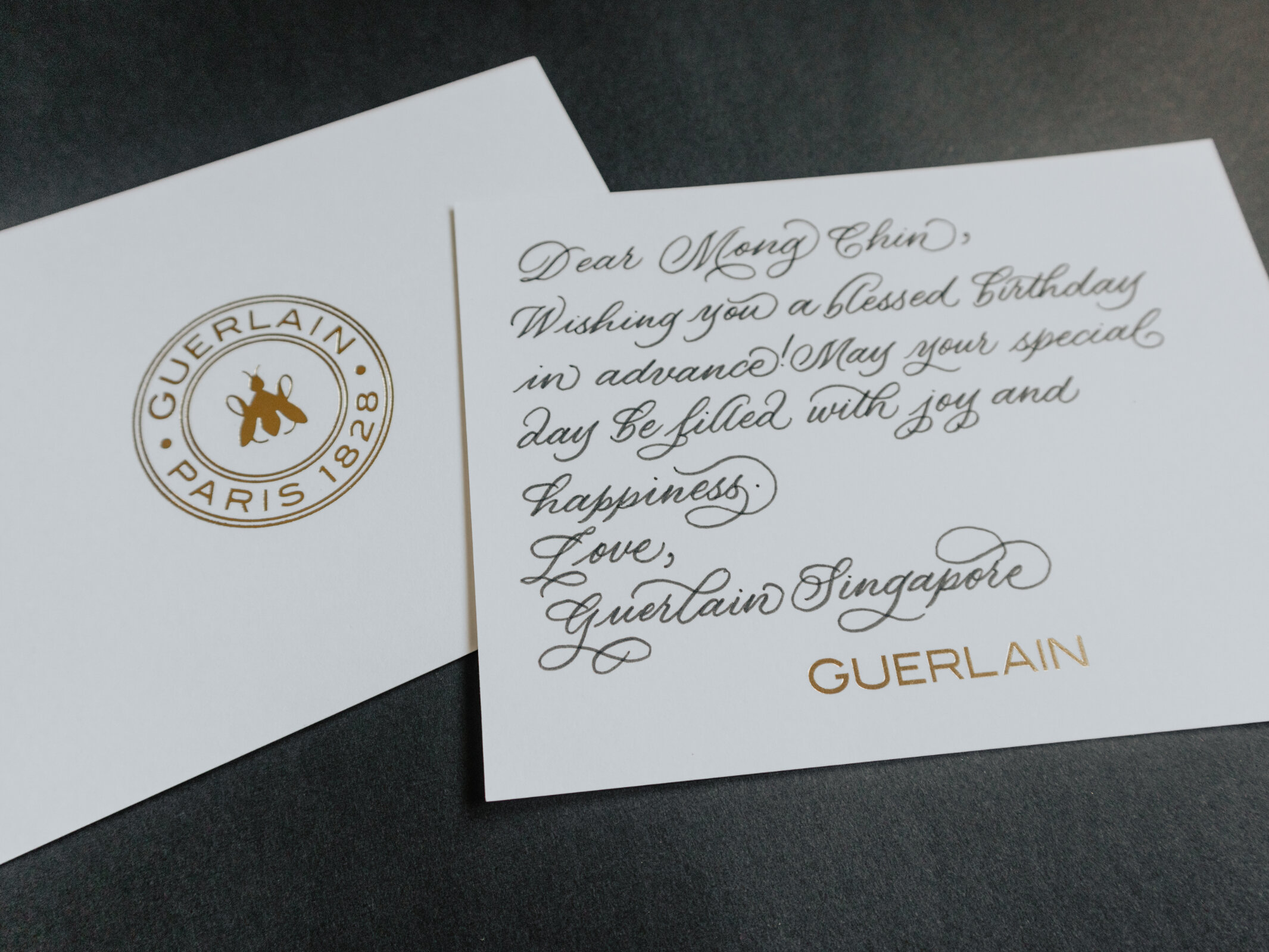 Guerlain Singapore - Custom Calligraphy on Cards - Press Letters - Leah Design - Singapore Calligrapher5.jpg