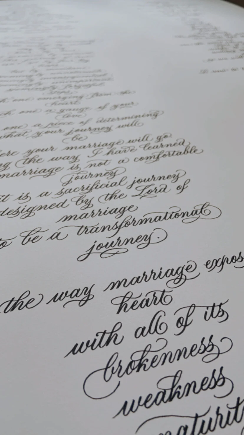 Large Custom Calligraphy Artwork - Mary Ann Catolos Wedding Anniversary Poem