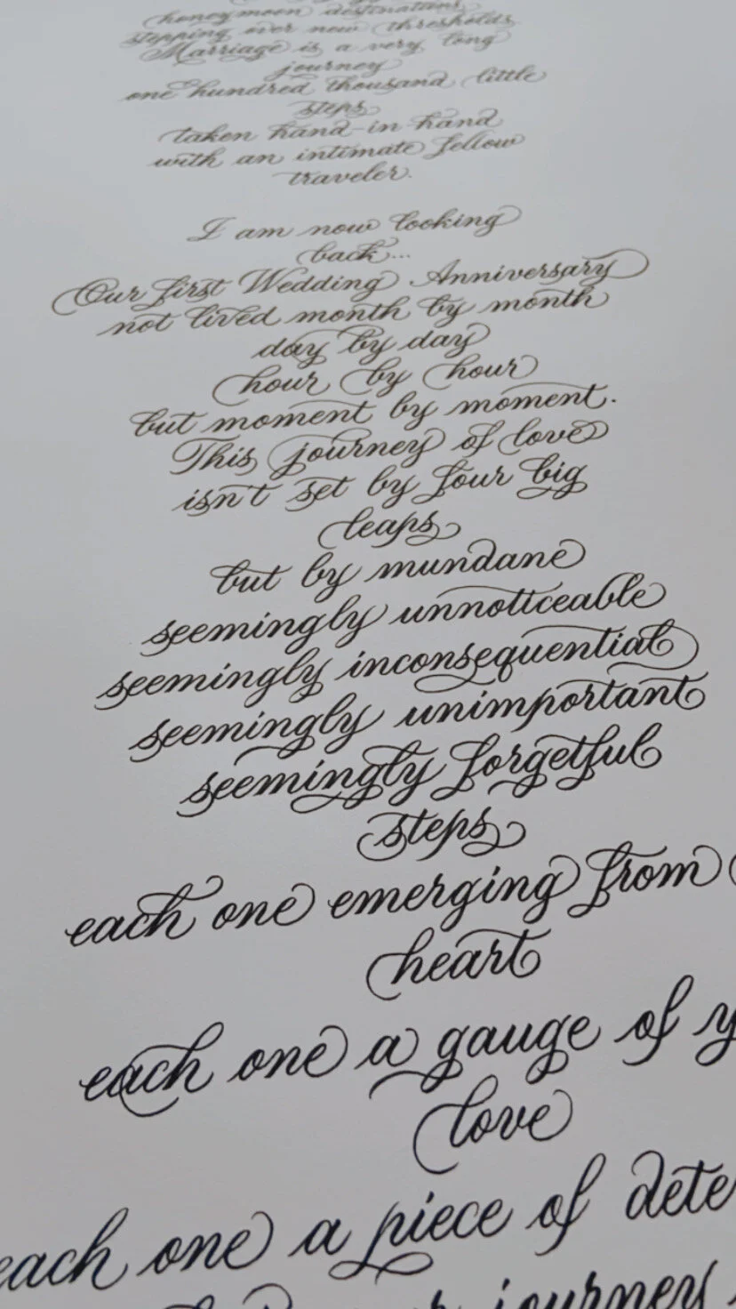Large Custom Calligraphy Artwork - Mary Ann Catolos Wedding Anniversary Poem